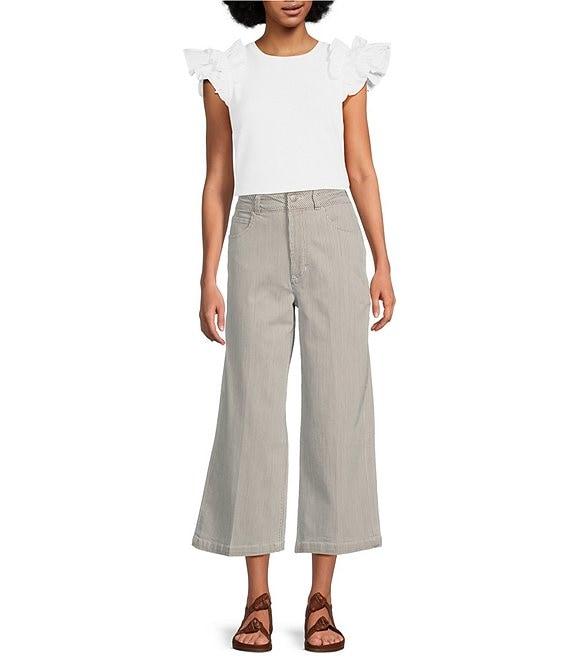 Dear John Audrey Striped Stretch Twill High Rise Wide Leg Cropped Jeans Product Image