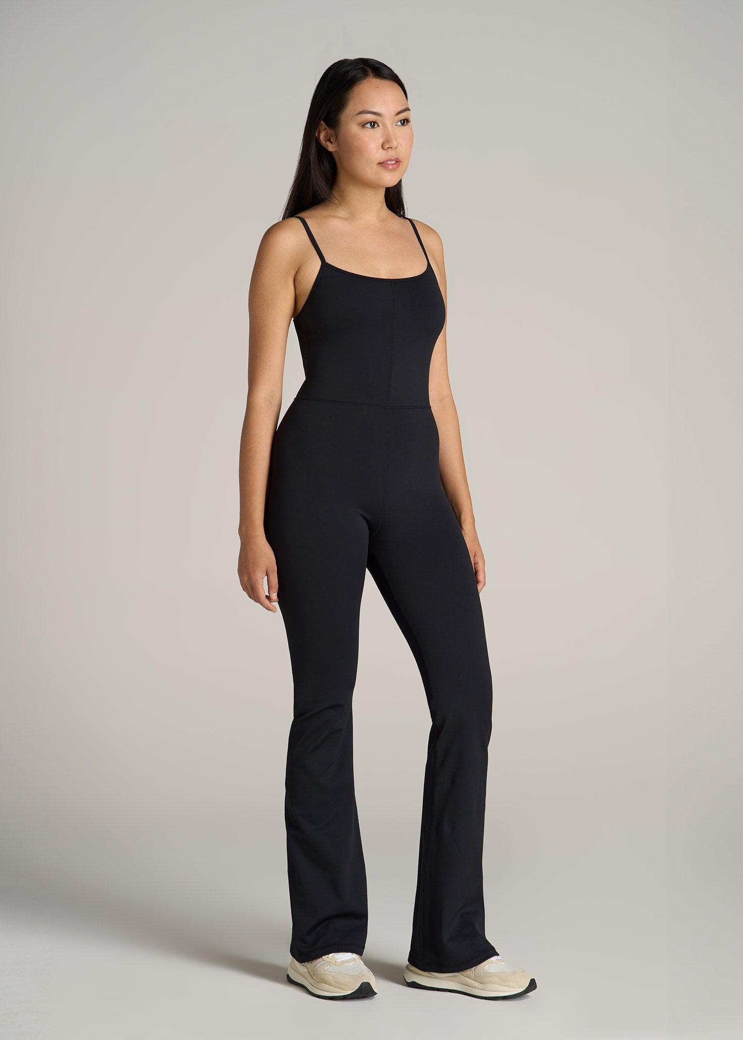 Spaghetti Strap Flare Jumpsuit for Tall Women in Black Female Product Image