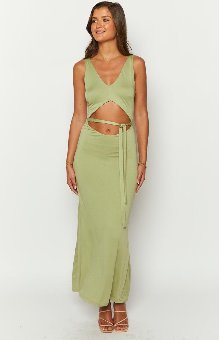 Zuri Khaki Maxi Dress Product Image