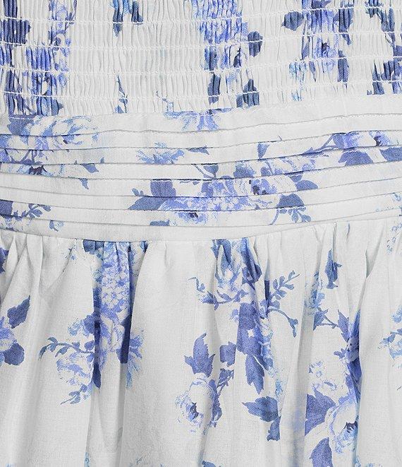 B. Darlin Floral Print Tie Strap Smocked Bodice Fit & Flare Dress Product Image