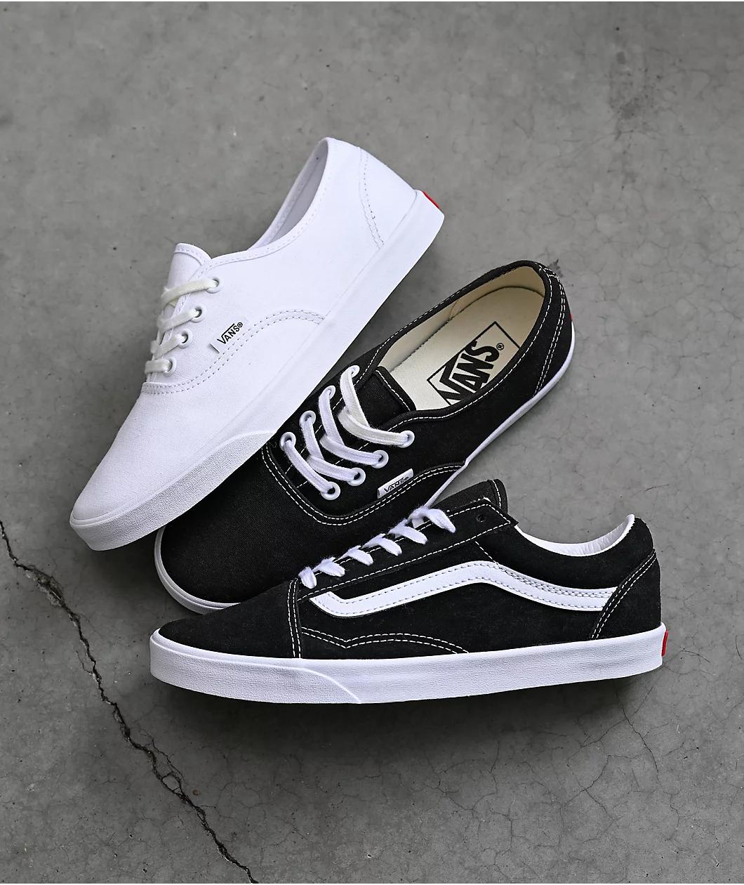 Vans Authentic Lowpro Black & White Skate Shoes Product Image