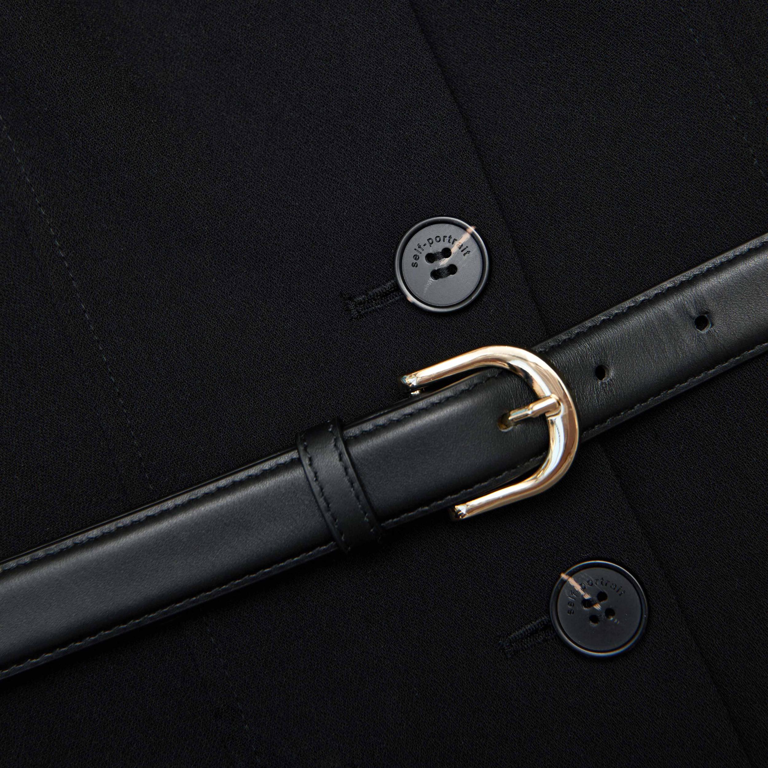 Black Tailored Crepe Midi Dress Product Image