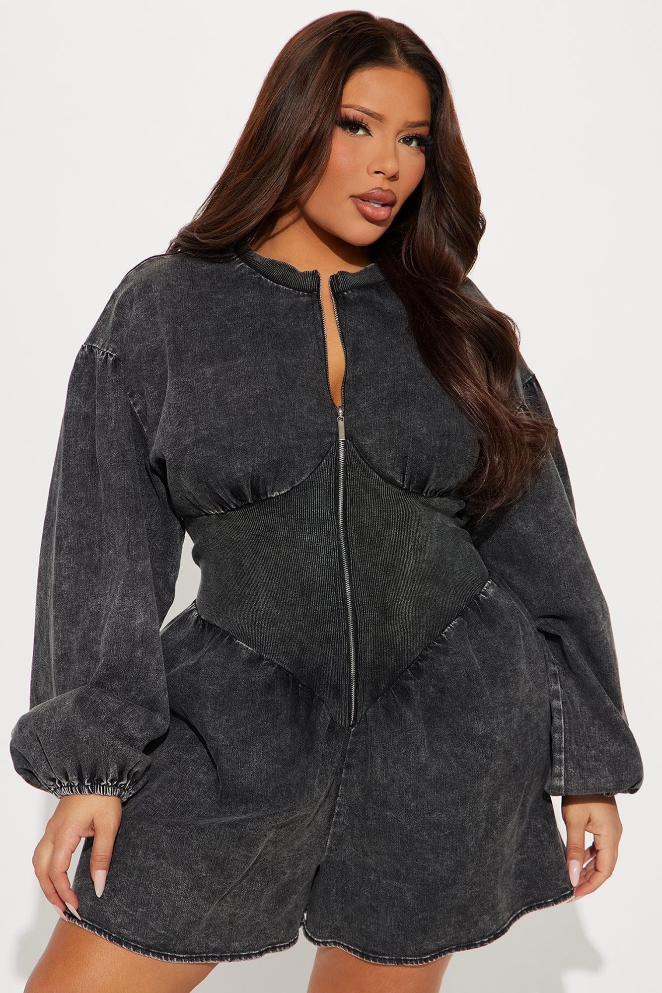 Becky Denim Romper - Black Product Image