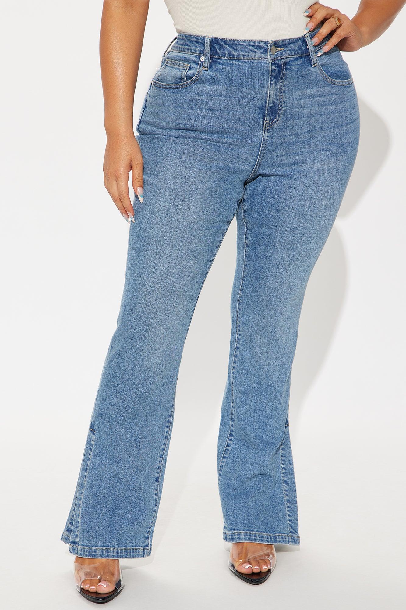 Riley Split Hem Stretch Flare Jeans - Medium Wash Female Product Image