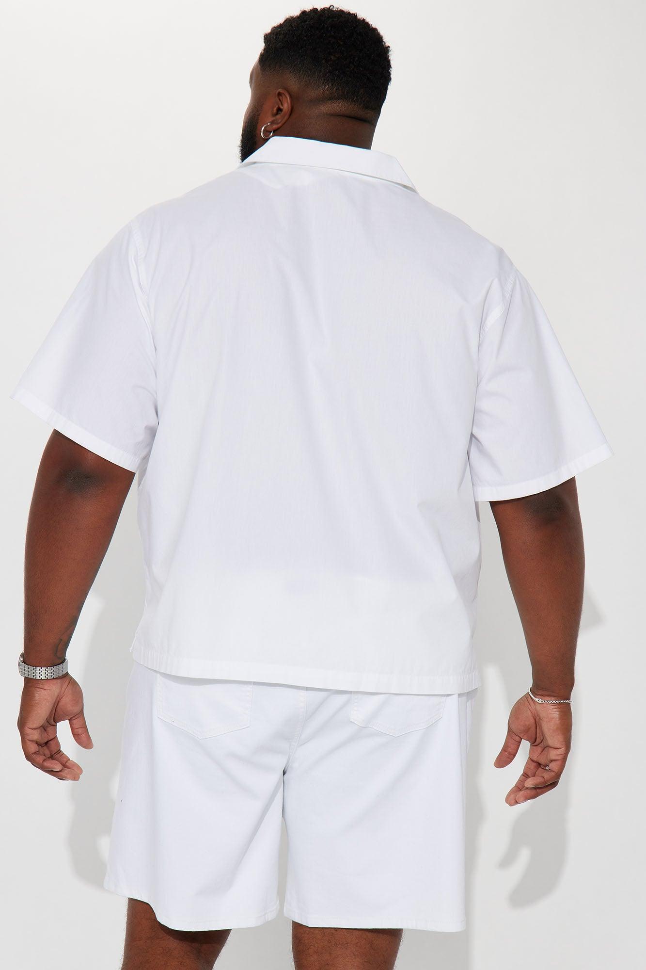 Ryland Relaxed Cotton Short Sleeve Cuban Shirt - White Product Image
