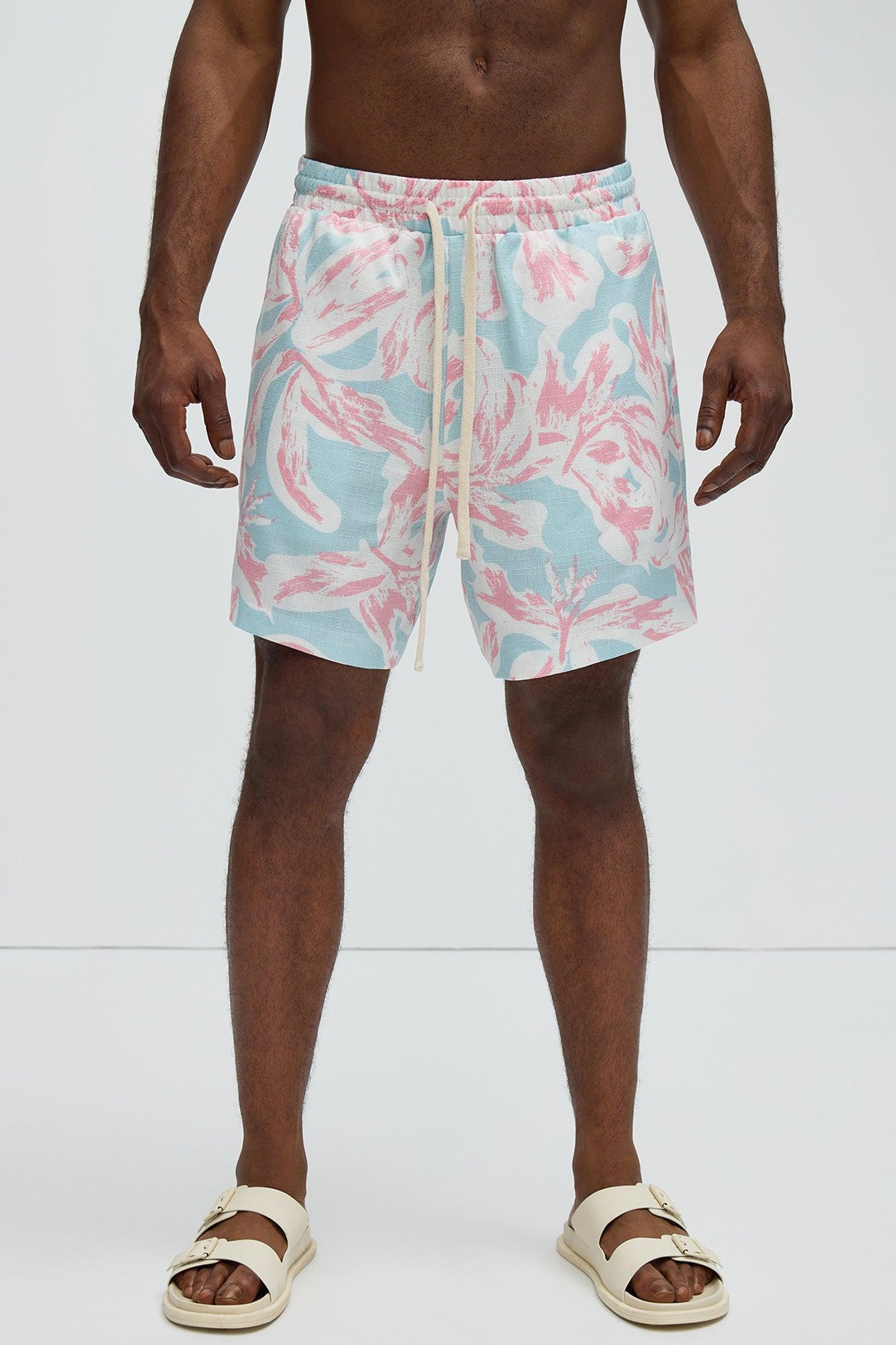 Pastel Floral Warm Up Shorts - Pink/combo Product Image