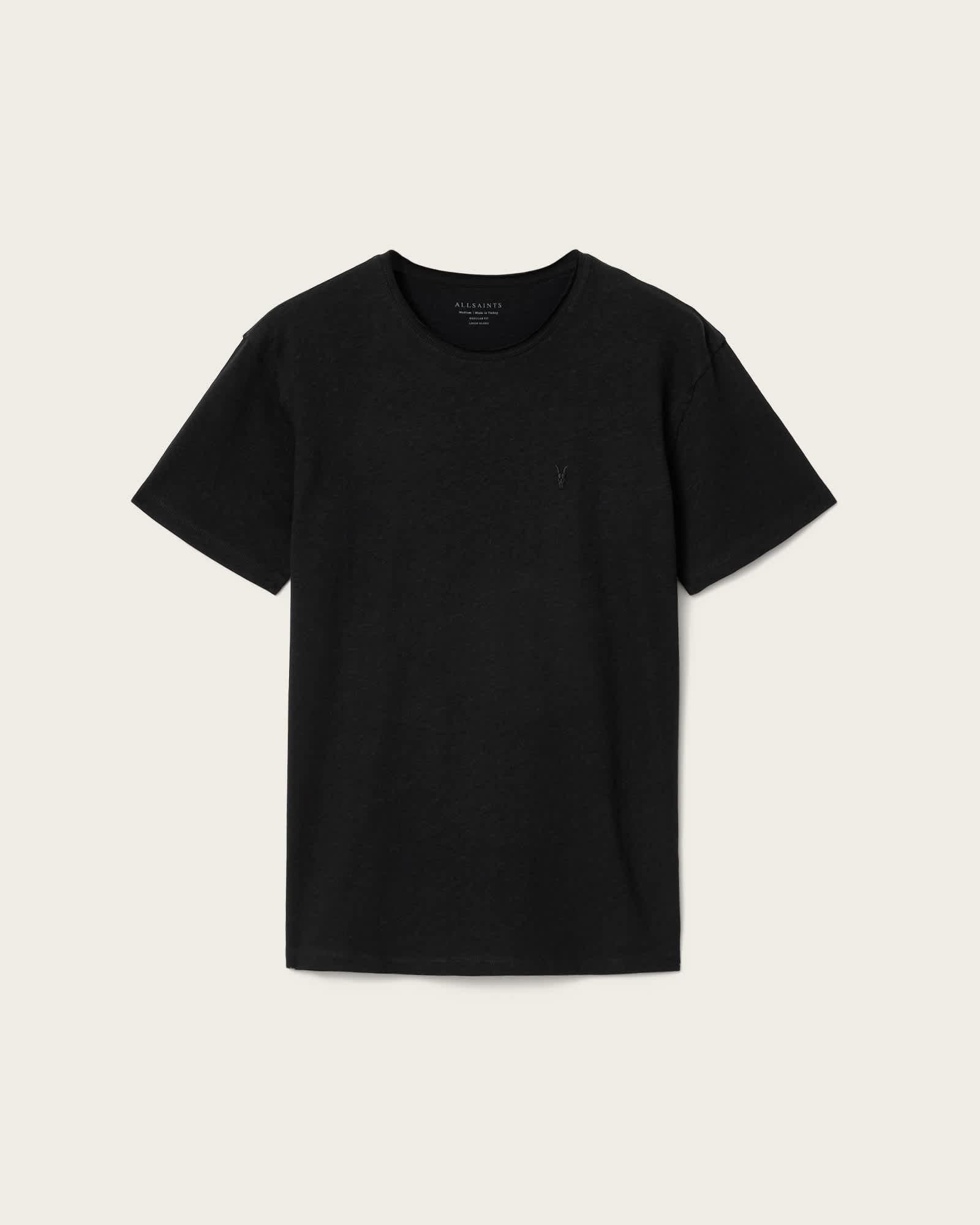 Flax Short Sleeve Ramskull T-Shirt Jet Black | ALLSAINTS US Product Image