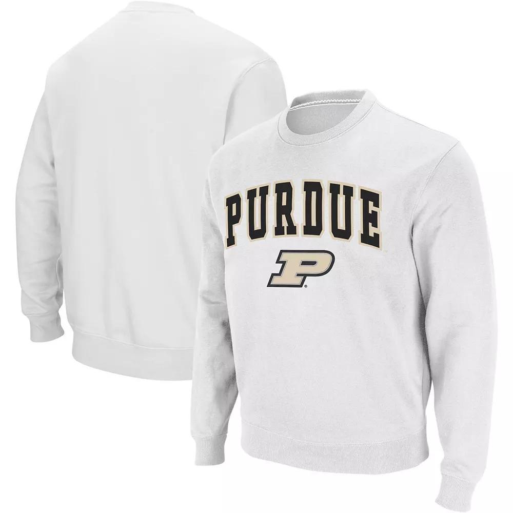 Men's Colosseum White Purdue Boilermakers Arch & Logo Crew Neck Sweatshirt,  Product Image