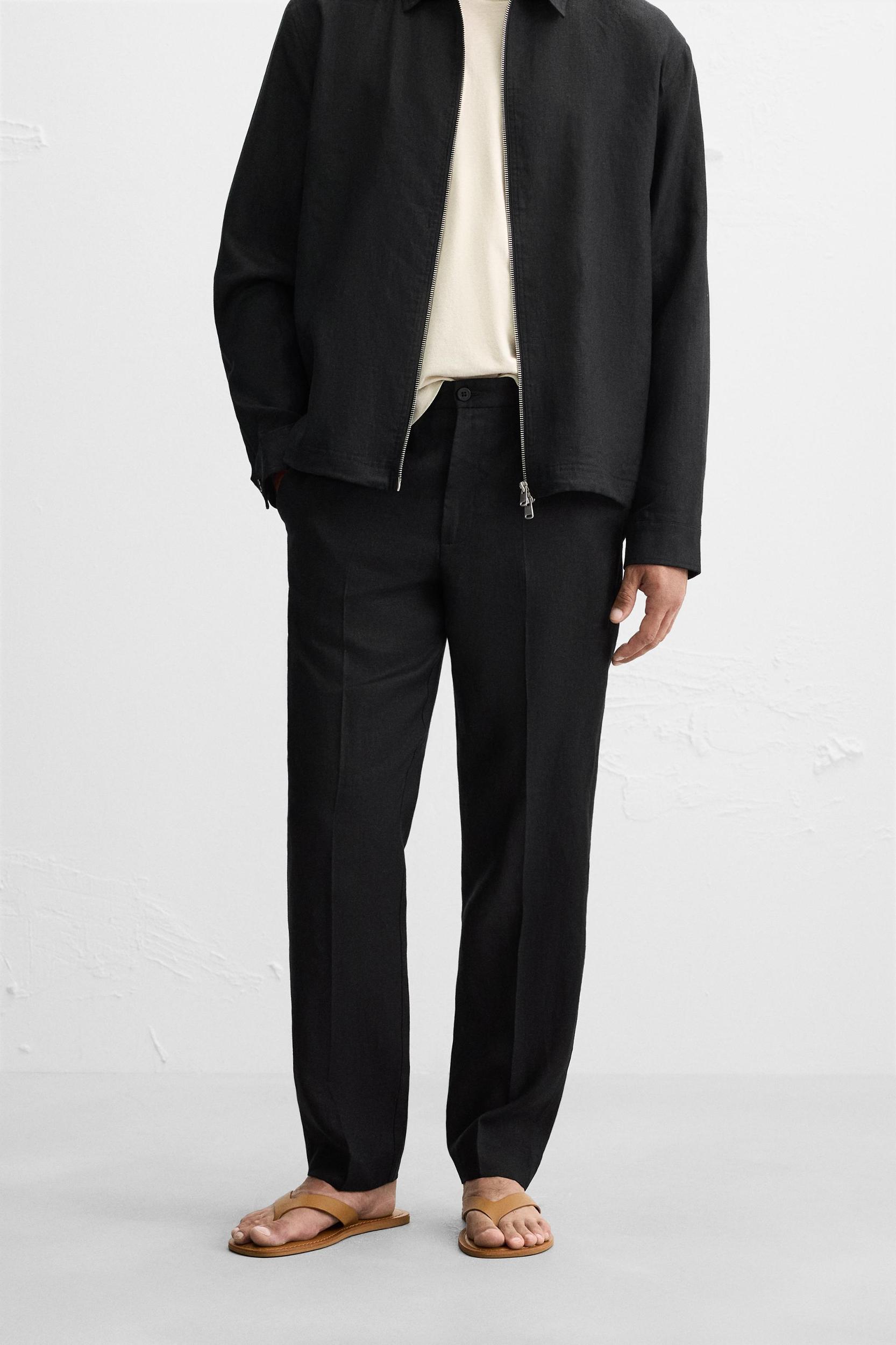 100% LINEN REGULAR FIT PANTS Product Image