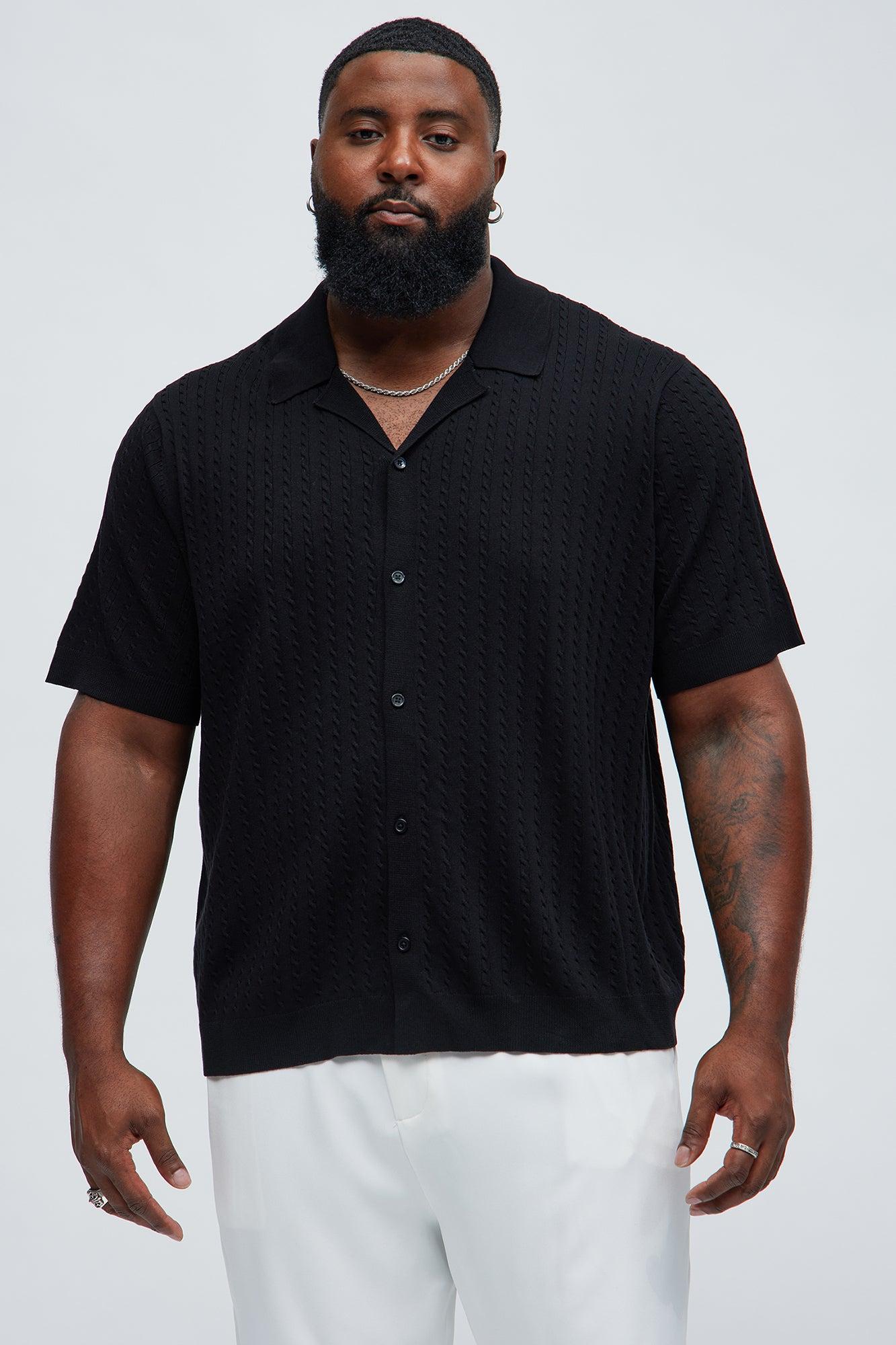 Waterfall Textured Polo Cardigan - Black Product Image