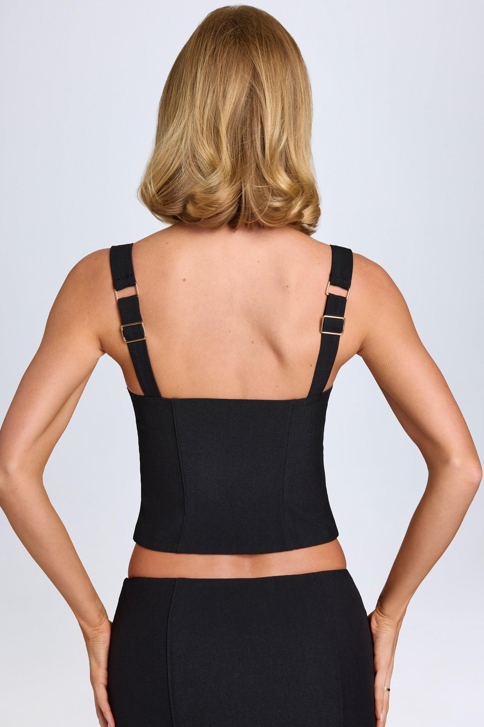 Hook-And-Eye Corset Top in Black Product Image