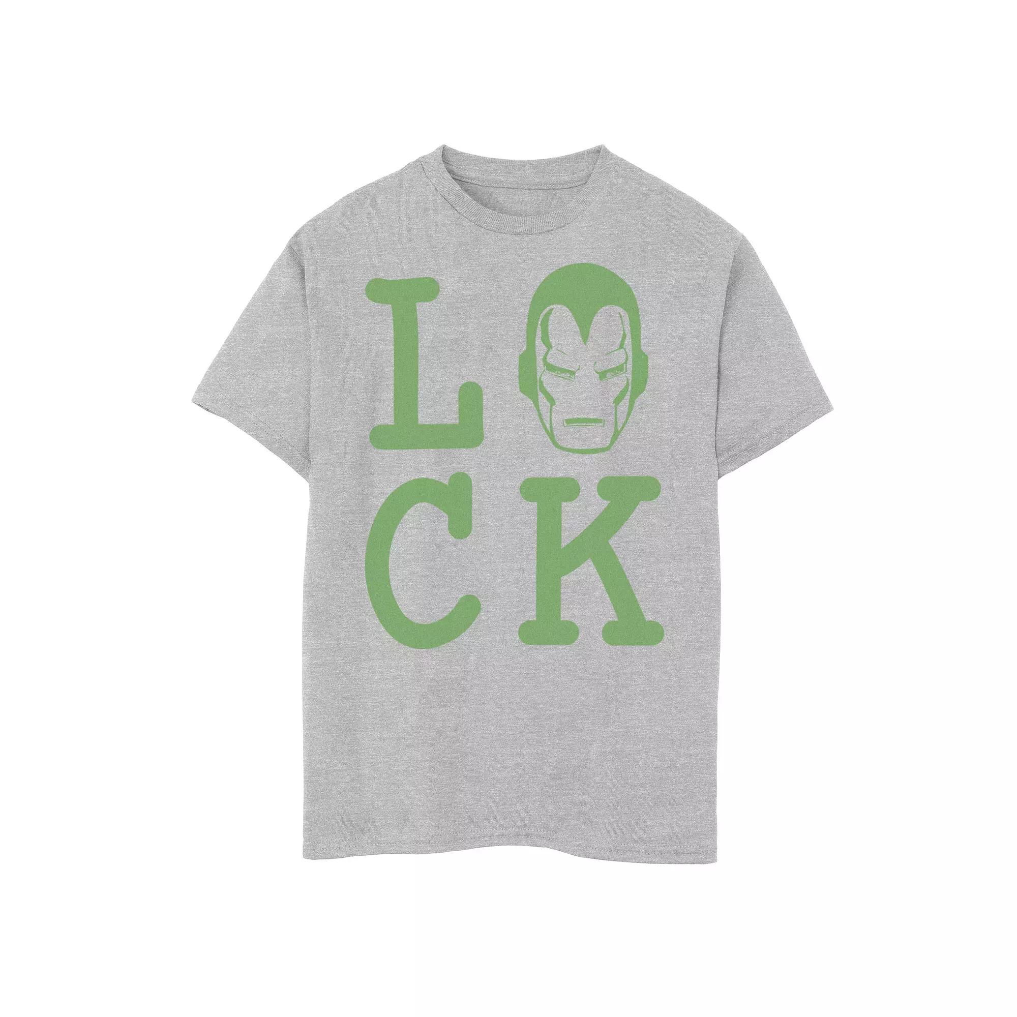 Boys 8-20 Marvel Iron Man Large Luck Text Graphic Tee, Boy's, Athletic Grey Product Image