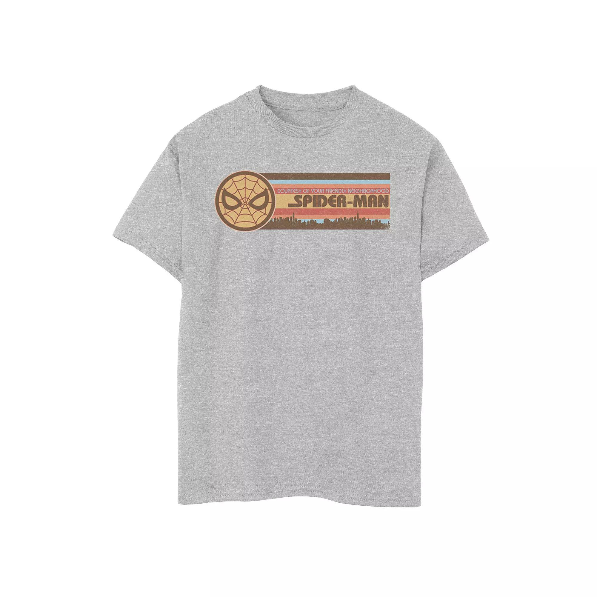 Boys 8-20 Marvel Spider-Man Retro Striped Skyline Graphic Tee, Boy's,  Product Image