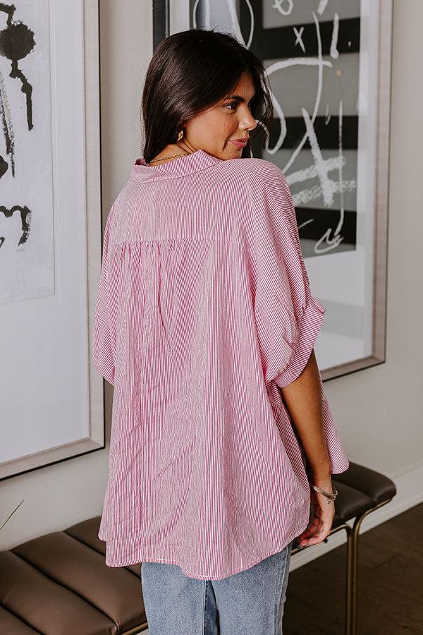 Casually Chic Stripe Button Up In Pink Product Image