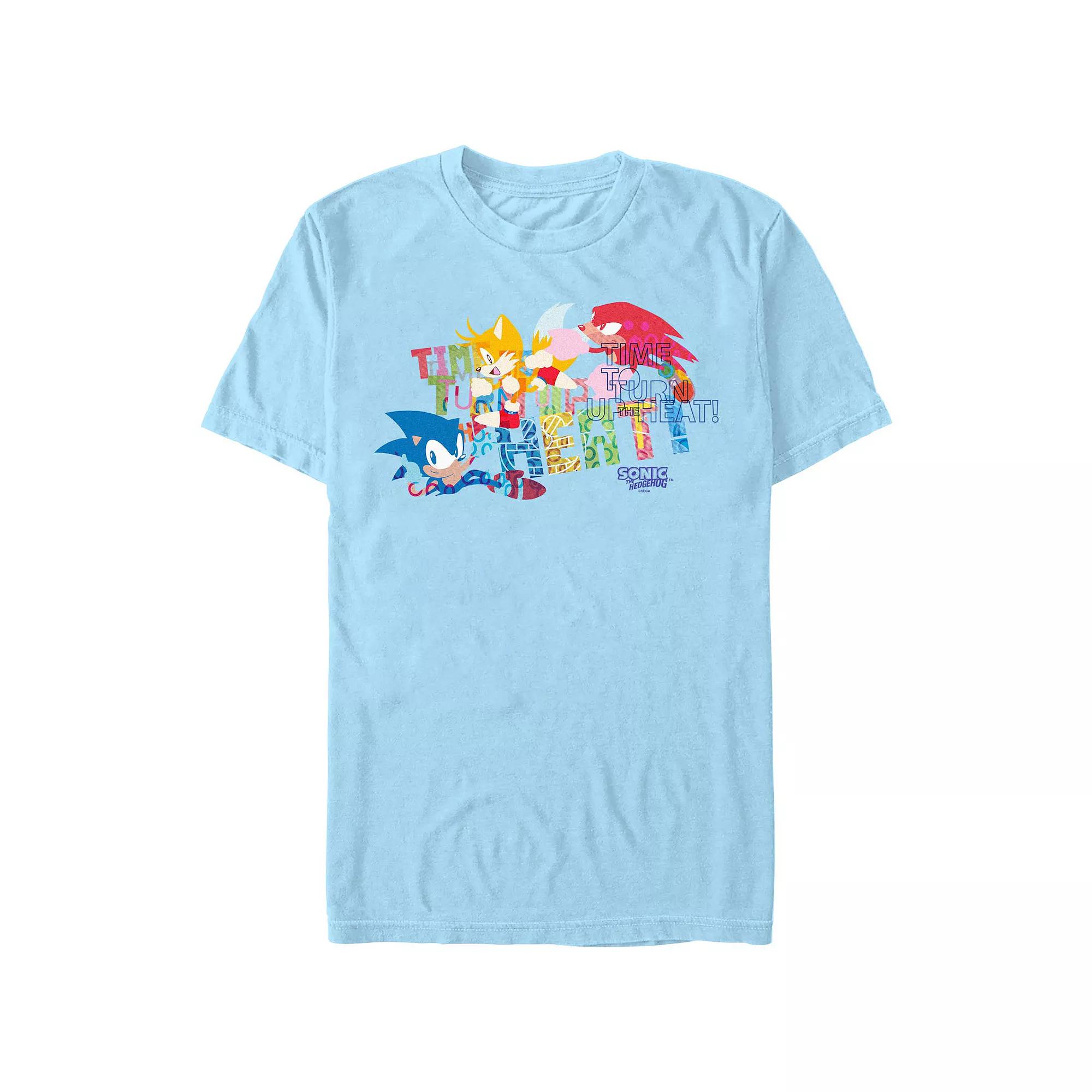 Men's Sonic The Hedgehog Time To Turn Up The Heat Graphic Tee, Size: Large, Light Blue Product Image