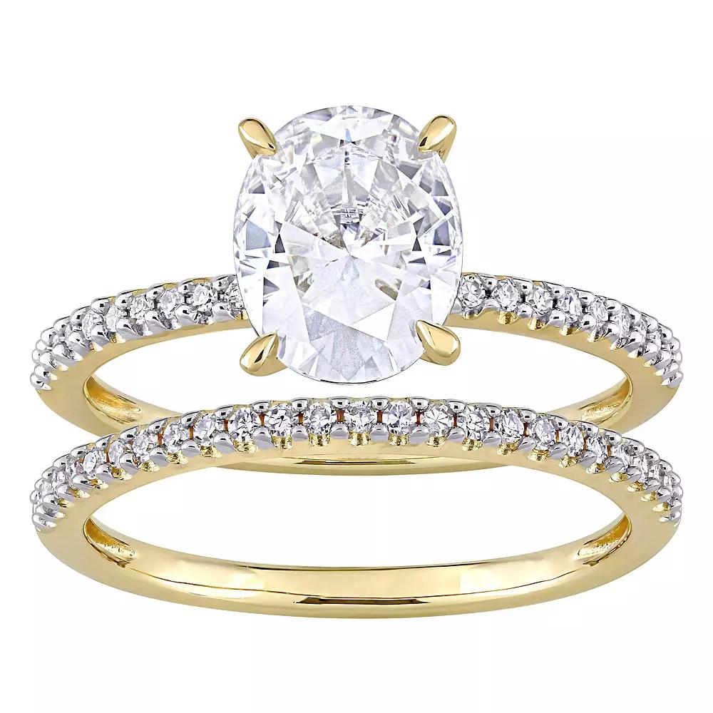 Stella Grace 14k Gold 2 Carat T.W. Lab-Created Moissanite & 1/4 Carat T.W. Diamond Engagement Ring Set, Women's, Size: 7 Product Image