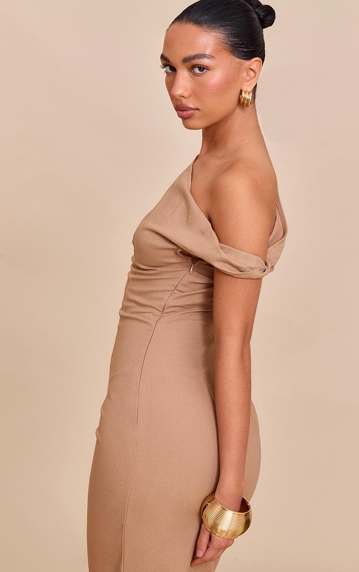 Taupe Knot Shoulder Maxi Dress Product Image