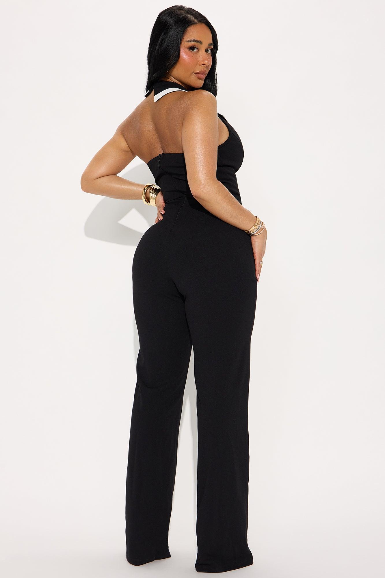 Imari Halter Jumpsuit - Black/White Product Image