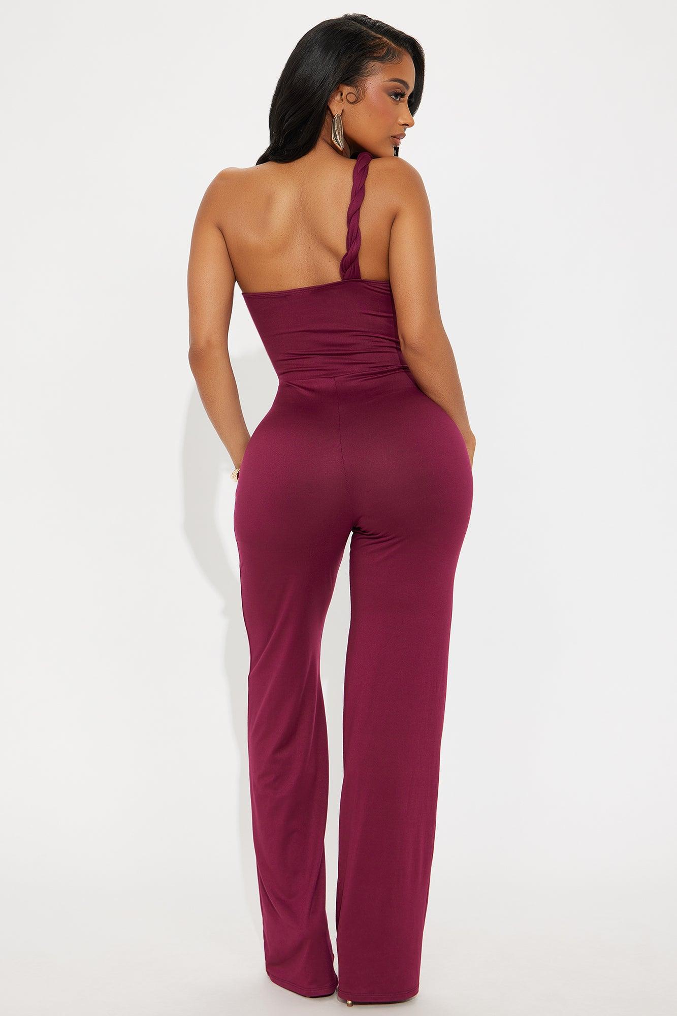 Brezzy Braided Cut Out Jumpsuit - Wine Female Product Image