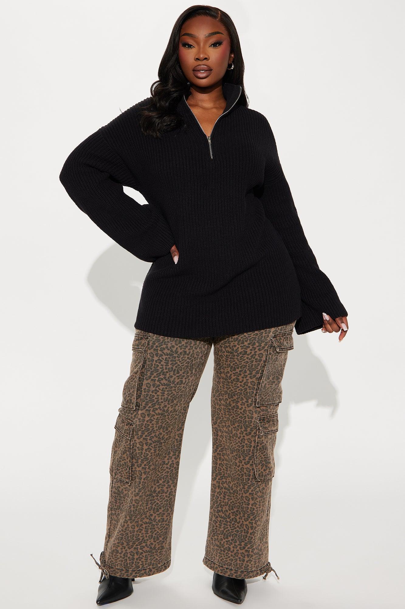 Emilee Quarter Zip Sweater - Black Product Image