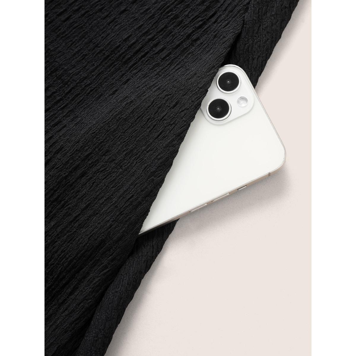 Plus Size Boat Neck Raglan Sleeve Button Detail Dress Black Women Casual Non Boat Neck Short sleeve Curvy Midi Dress BloomChic 30/6X Product Image