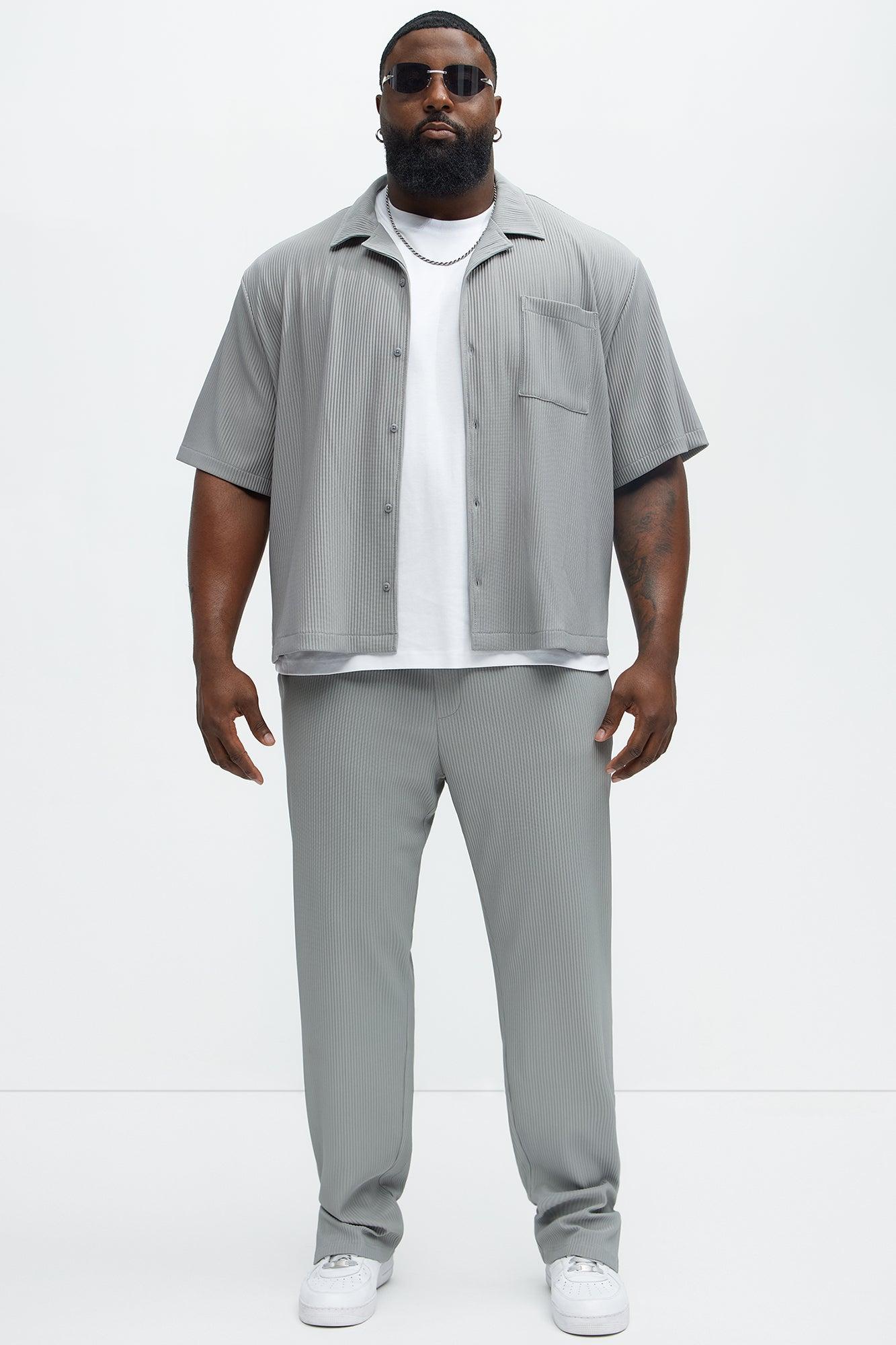 Show Up Short Sleeve Cuban Shirt - Grey Product Image