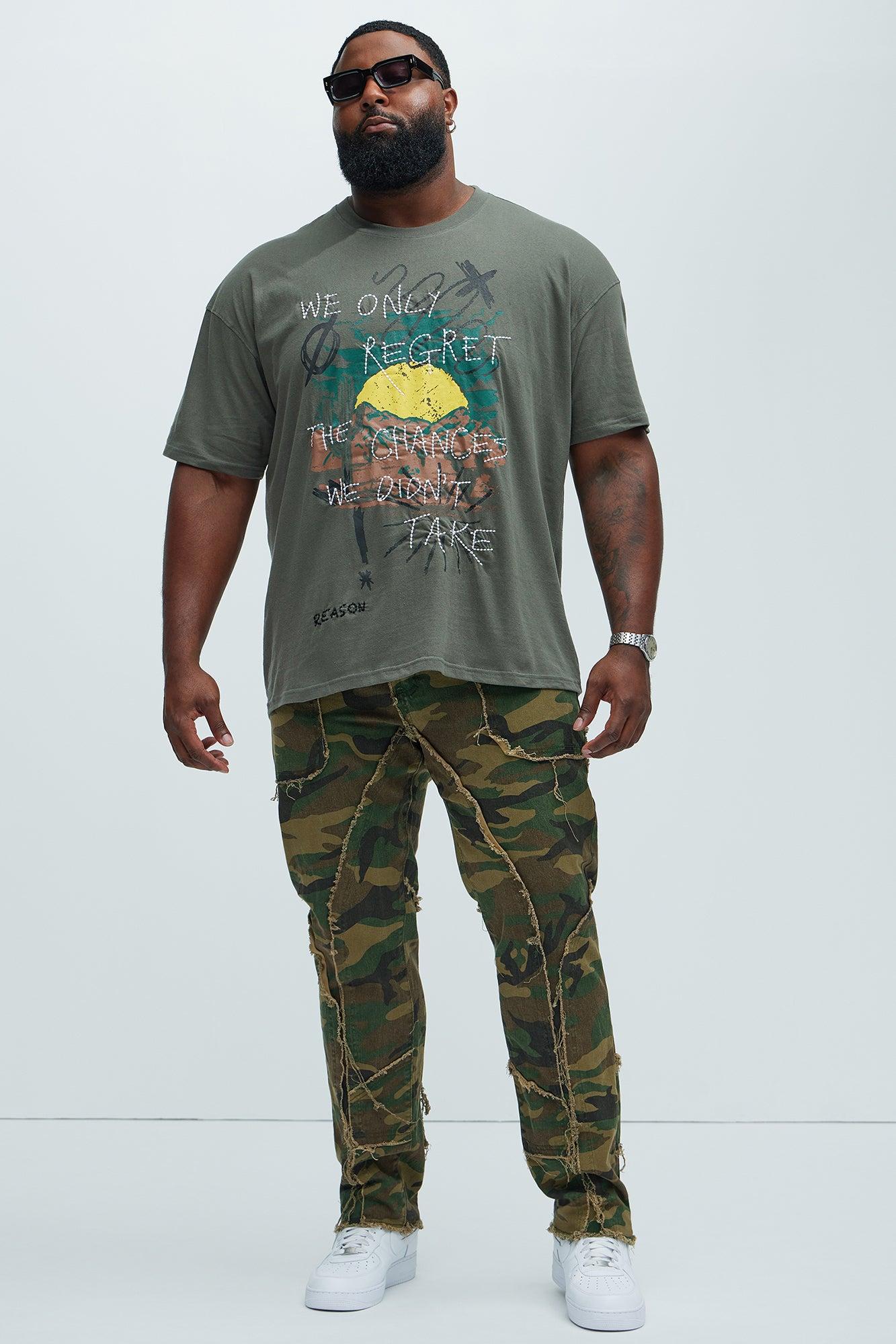 Speak Up Frayed Straight Pants - Camouflage Product Image