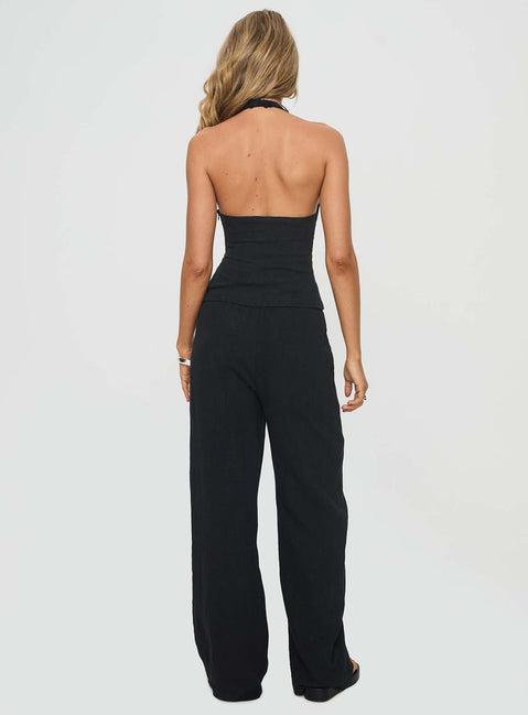 Felipe Linen Blend Pants Black Product Image