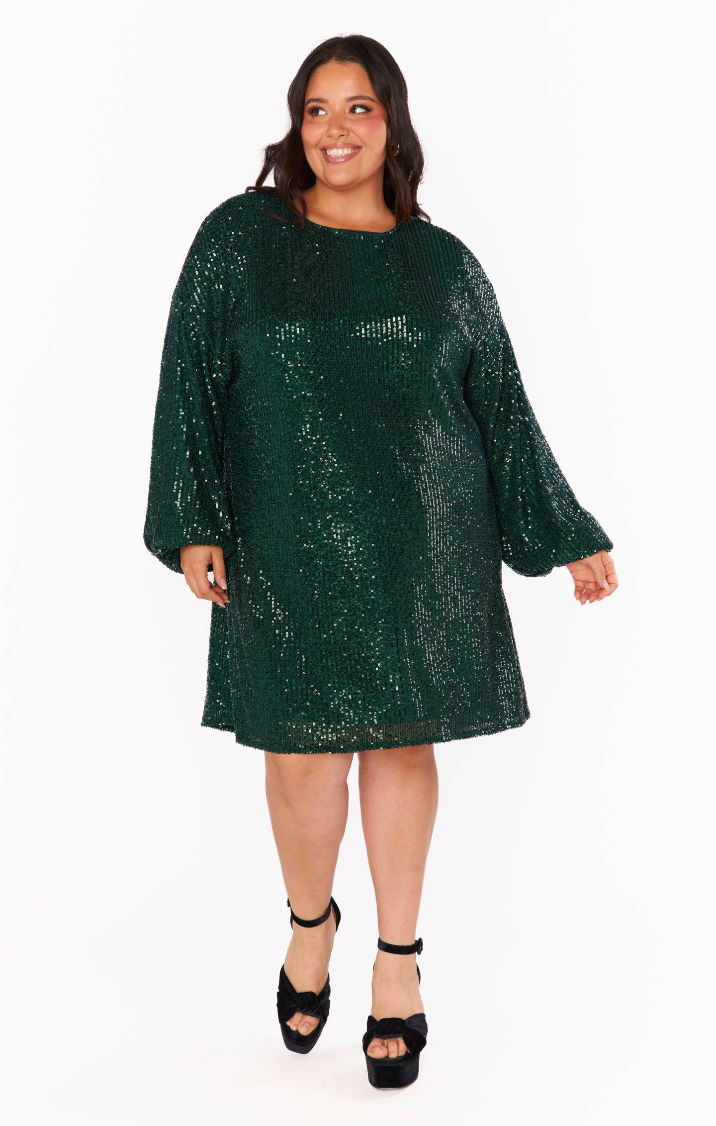 Sure Thing Mini Dress ~ Emerald Sequins Product Image