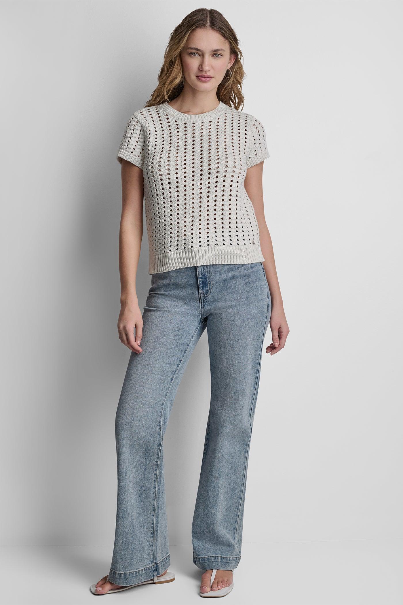 CHUNKY POINTELLE SHORT SLEEVE SWEATER Product Image