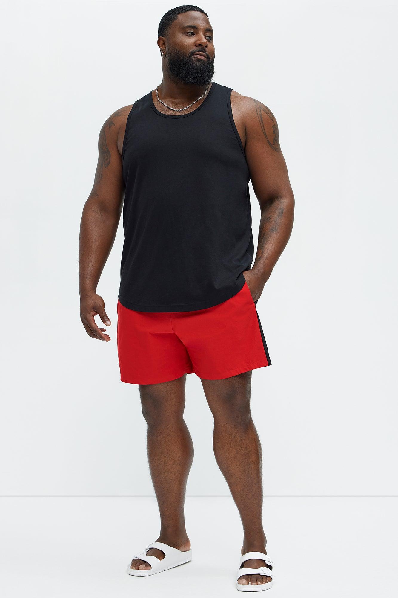 Contrast On The Side Swim Classic Trunk - Red/combo Product Image