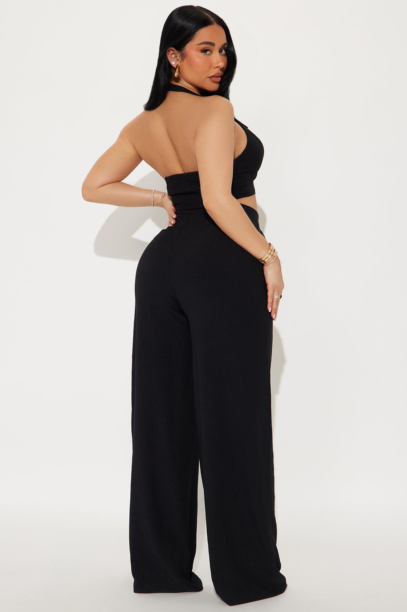 Rosaline Buckle Pant Set - Black Product Image