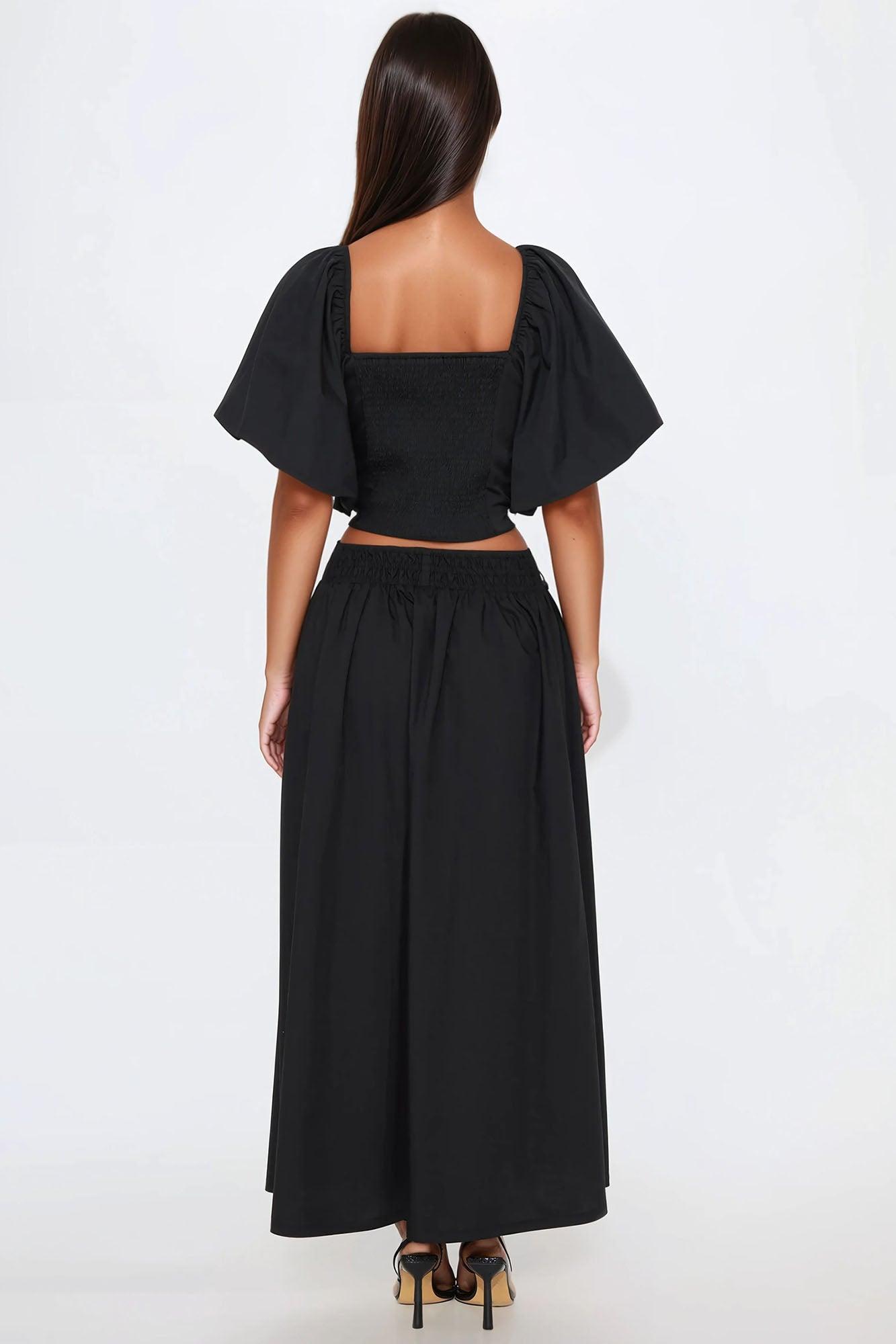Let's Runaway Together Midi Skirt Set - Black Product Image
