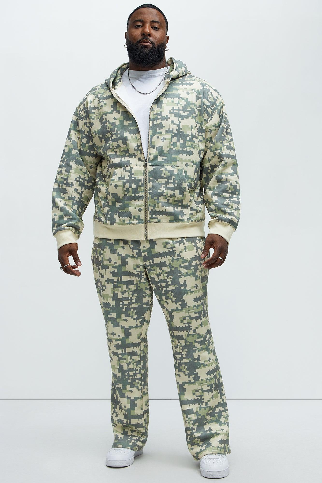 Digi Camo Oversized Zip Up Hoodie - Green/combo Product Image