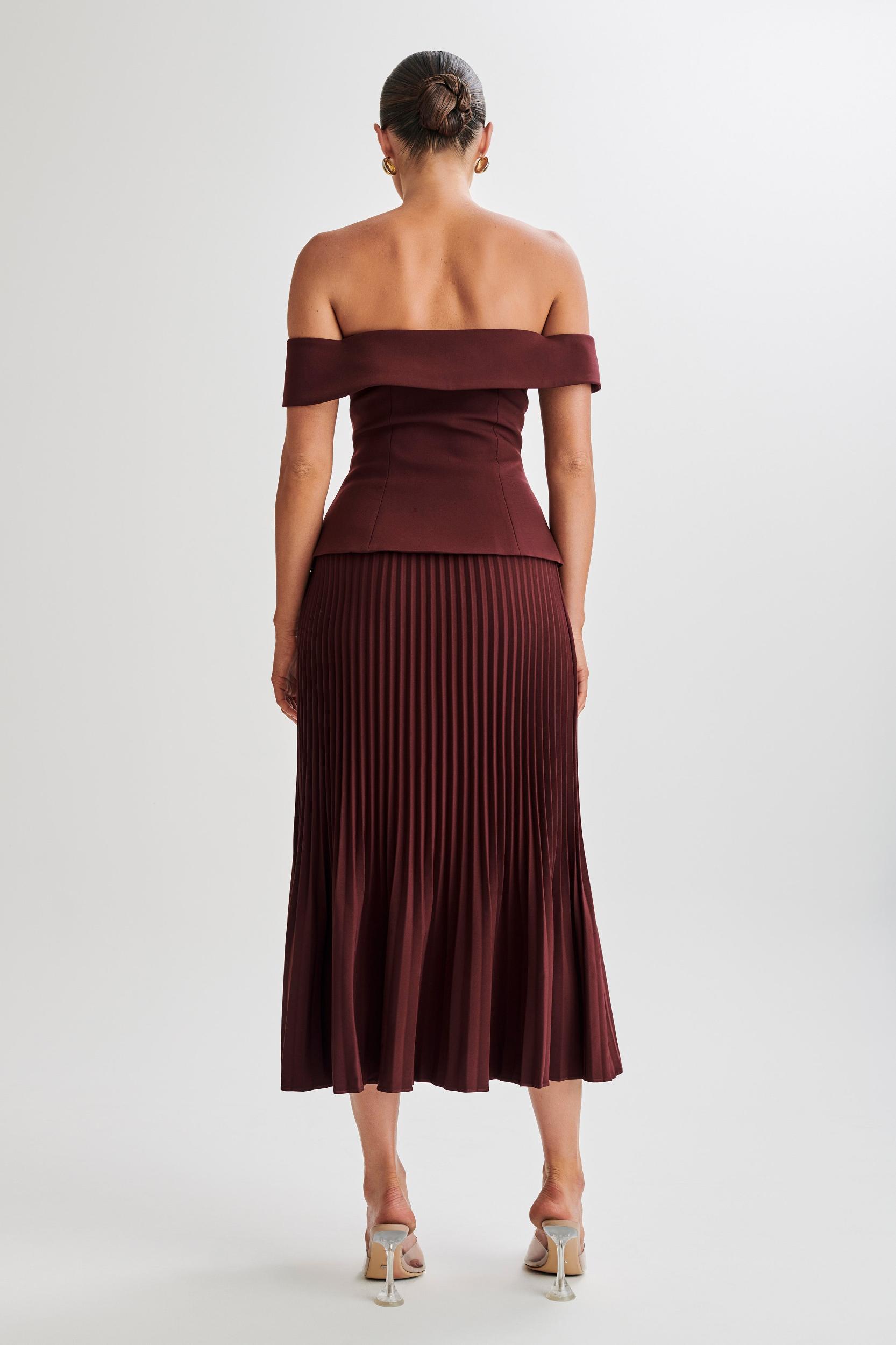 Twyla Pleated Suiting Maxi Skirt - Plum Product Image