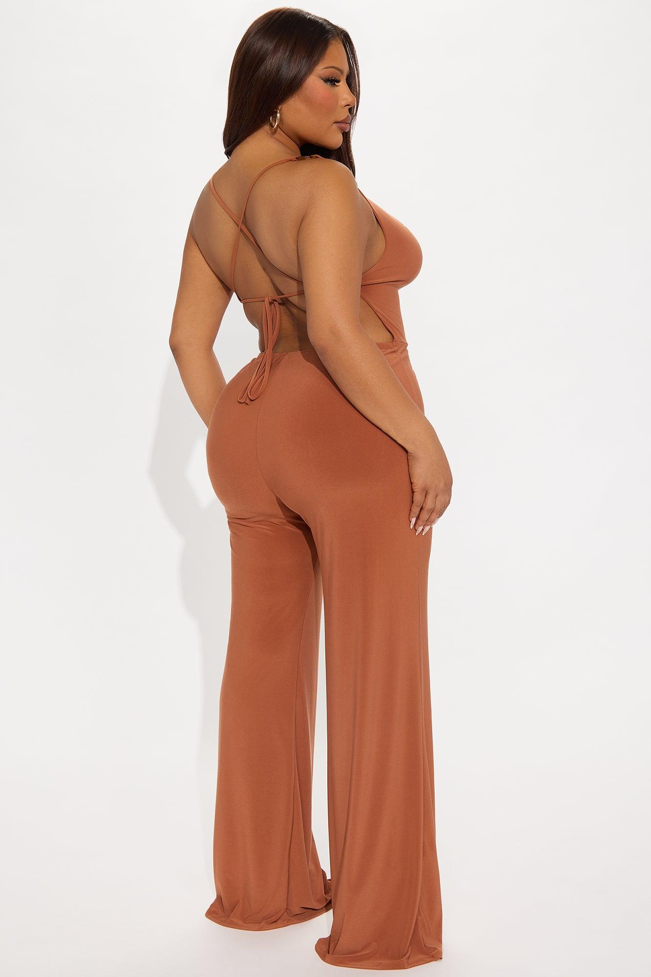 Emelie Wide Leg Jumpsuit - Camel Product Image