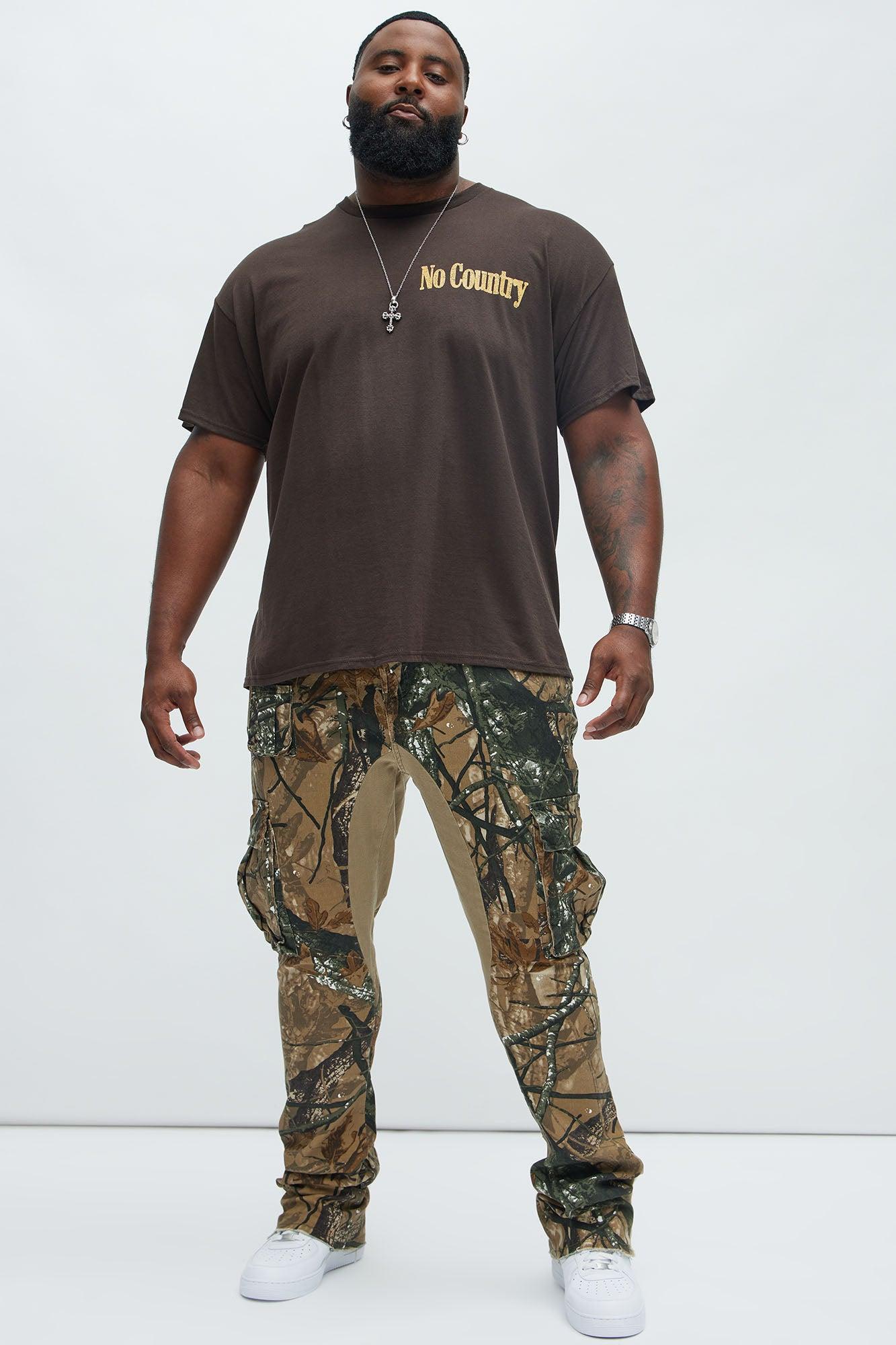 Into The Wild Panel Cargo Stacked Skinny Flare Pants - Brown/combo Product Image