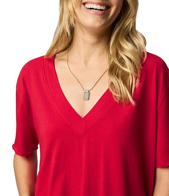 Splendid Kacey Knit Jersey Short Sleeve V-Neck Tee Shirt Product Image