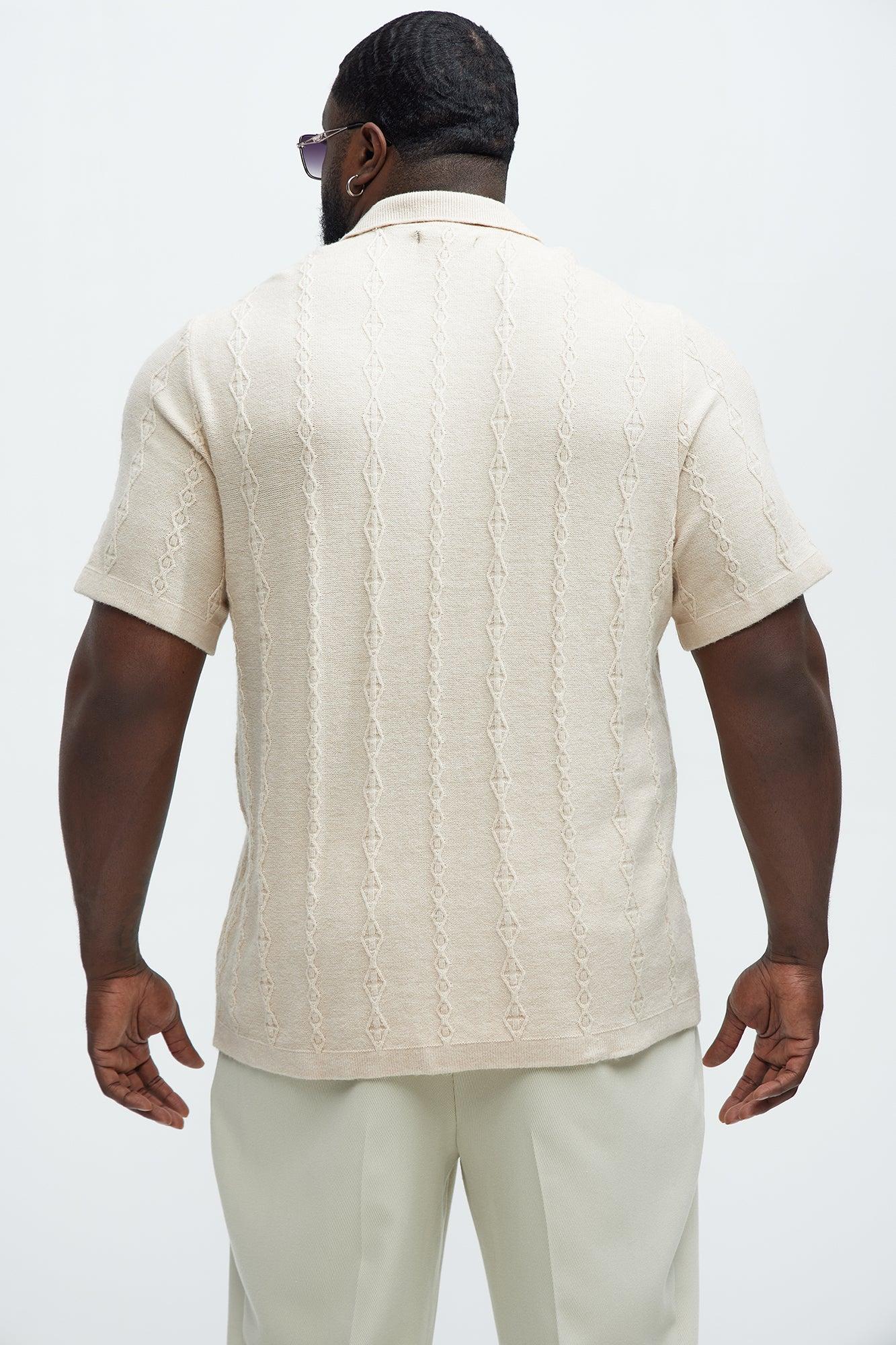 Diamond Knit Sweater Polo - Sand Product Image