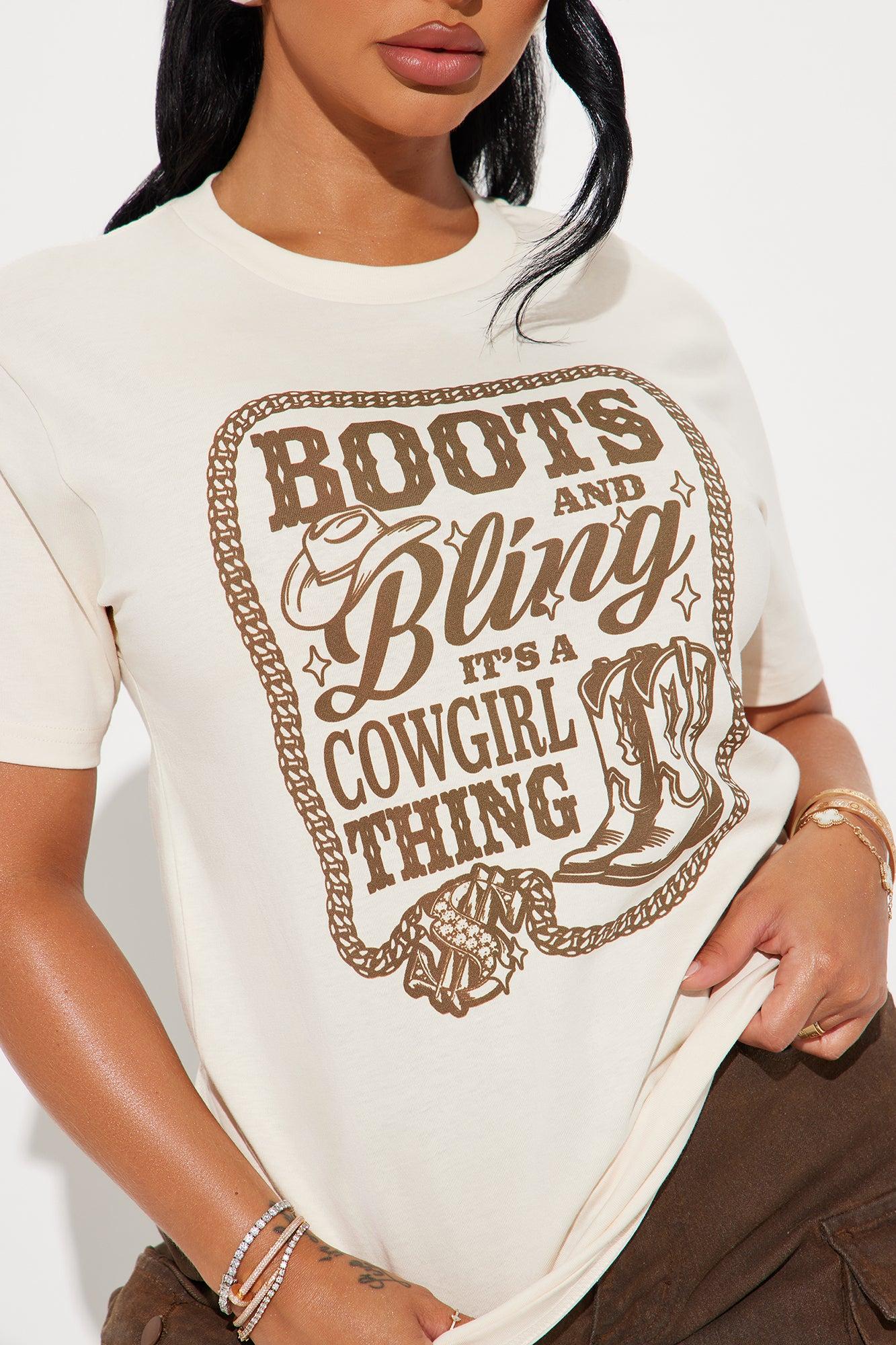 Boots And Bling Cowgirl Thing Tee - Off White Product Image