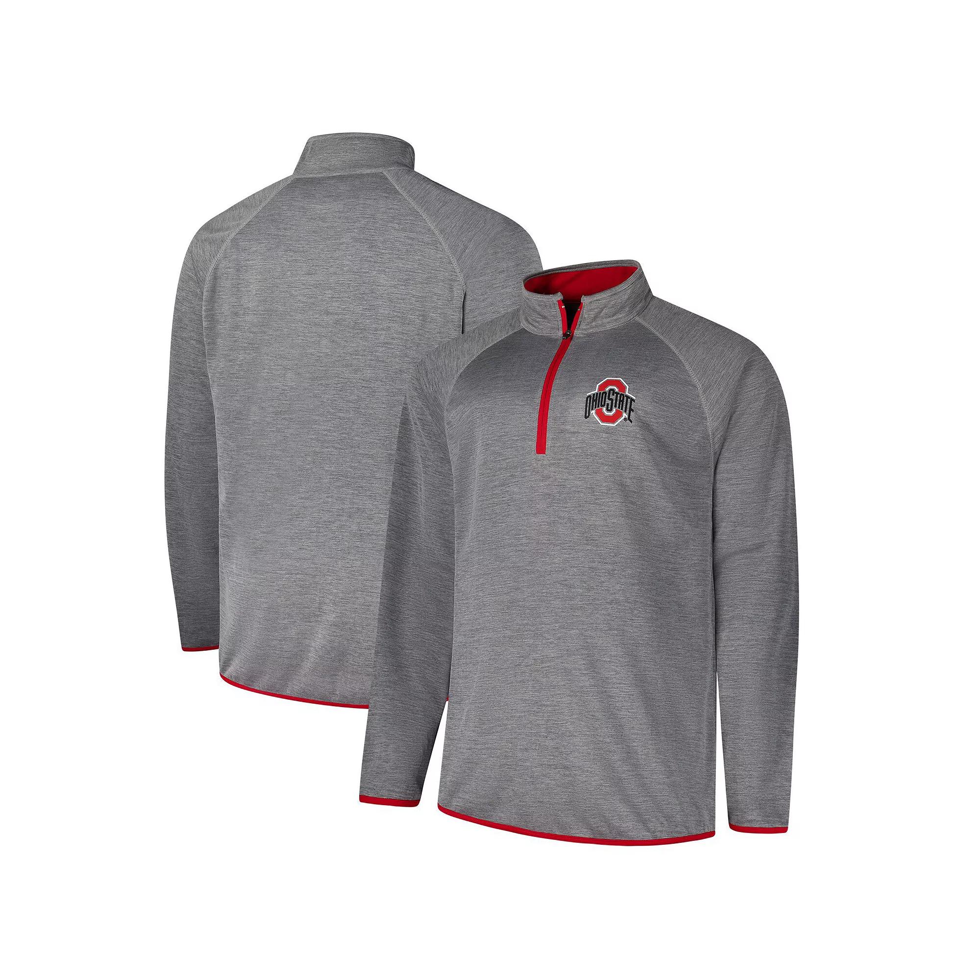 Men's Fanatics Charcoal Ohio State Buckeyes Raglan Big &Tall Quarter-Zip Top, Size: 5XB Product Image