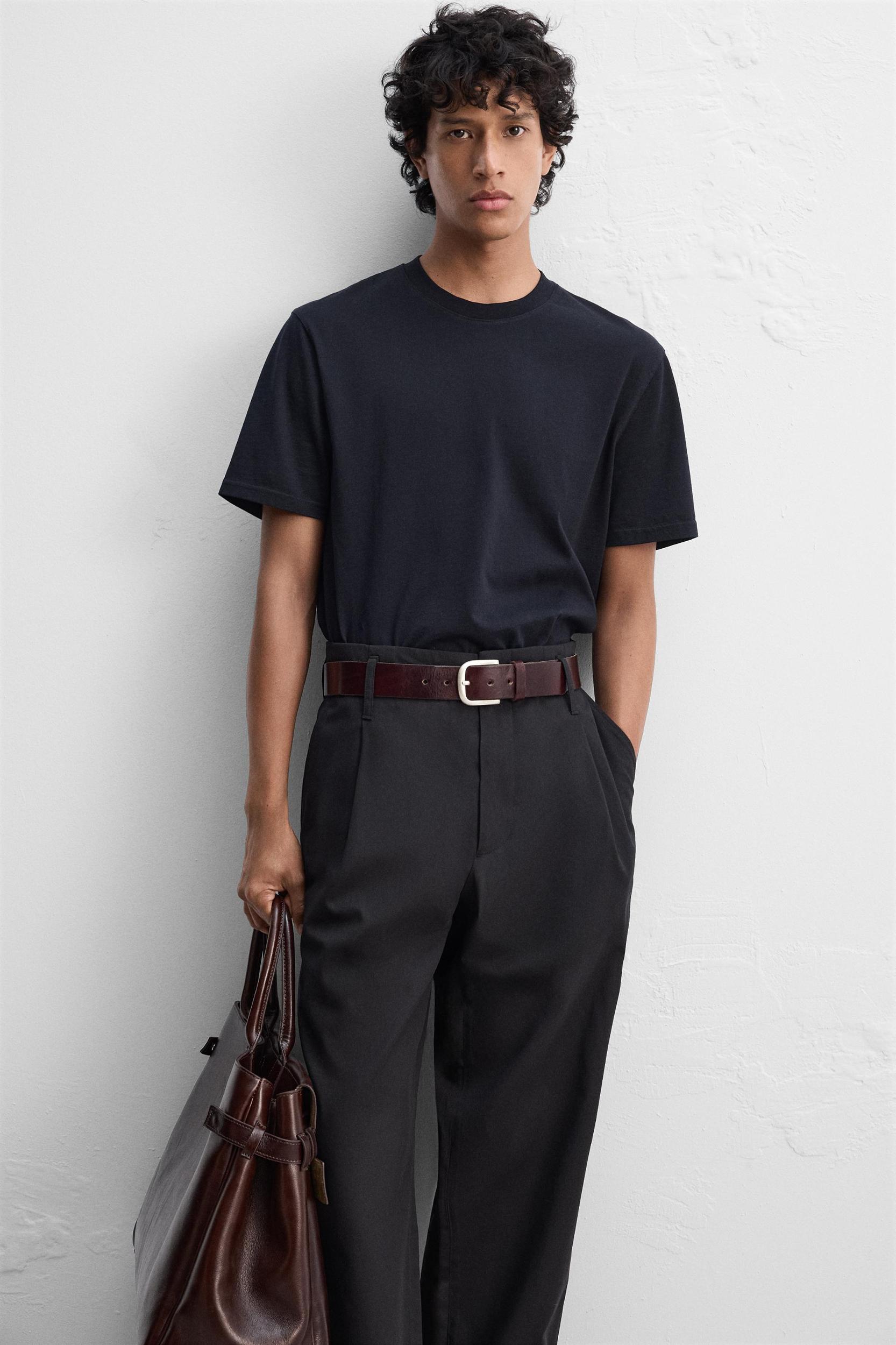 WIDE FIT COTTON-VISCOSE PANTS Product Image