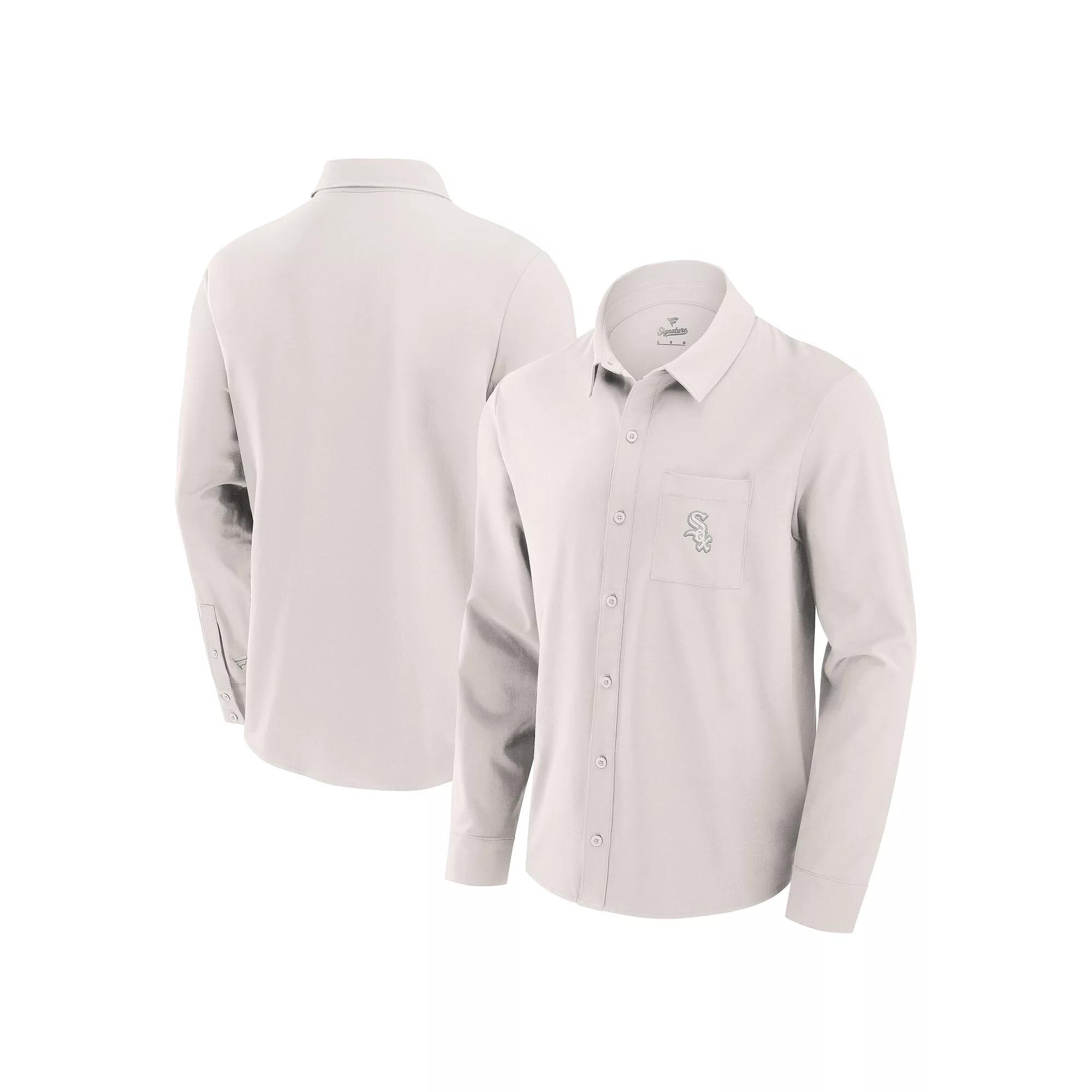 Men's Fanatics Cream Chicago White Sox Front Office Long Sleeve Button-Up Shirt,  Product Image
