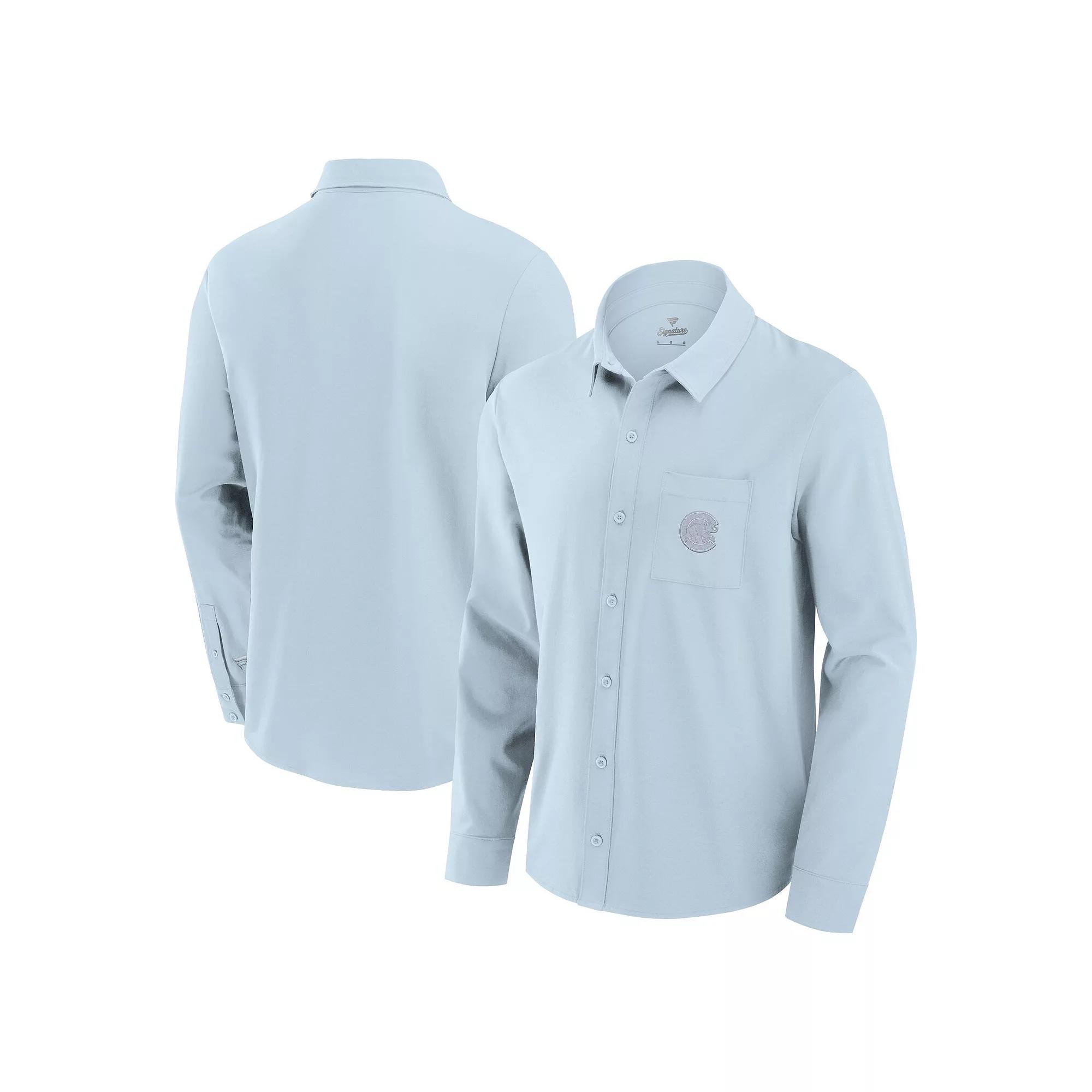 Men's Fanatics Light Blue Los Angeles Angels Front Office Long Sleeve Button-Up Shirt,  Product Image