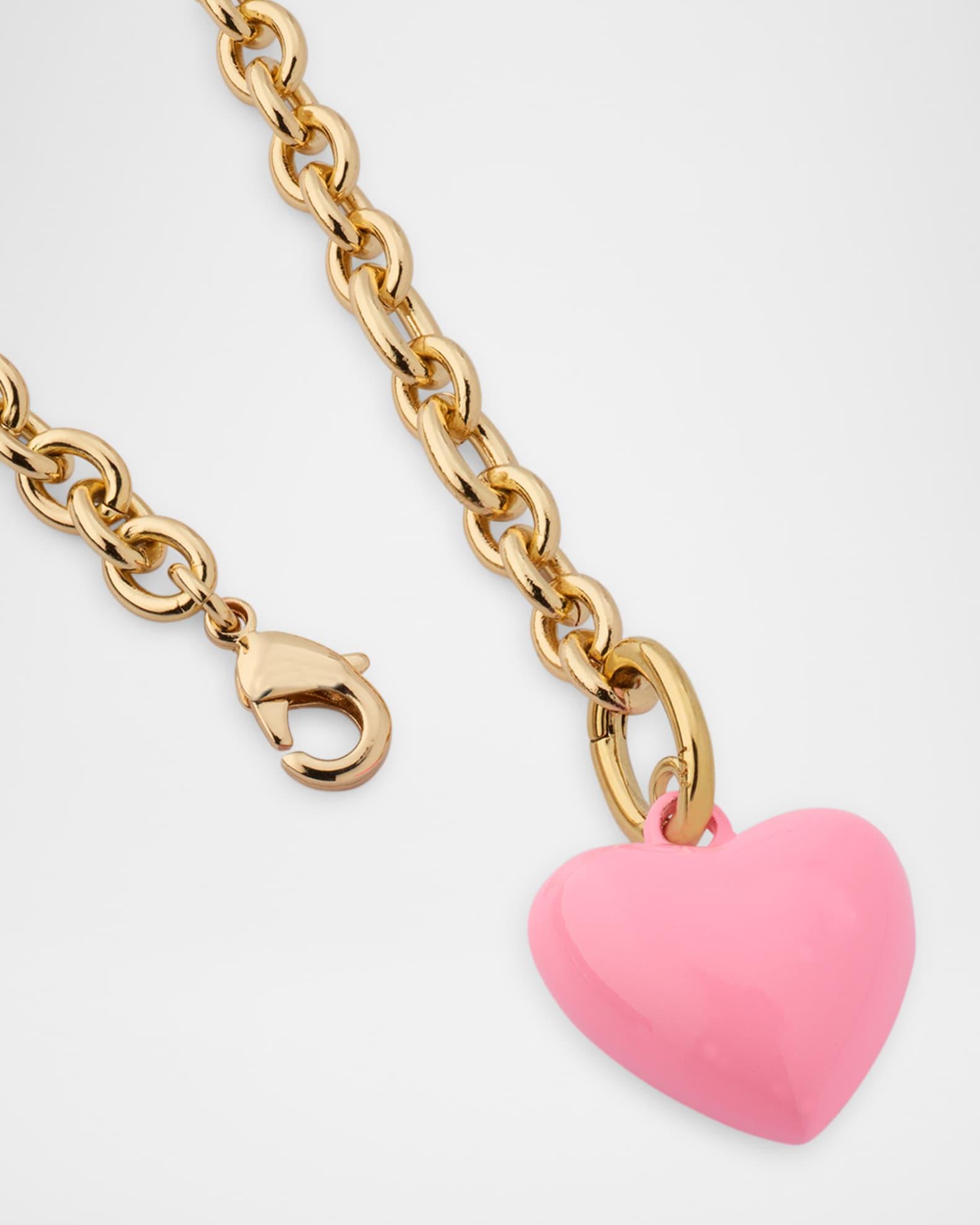 The Mini Puffy Heart Necklace, Pink Product Image