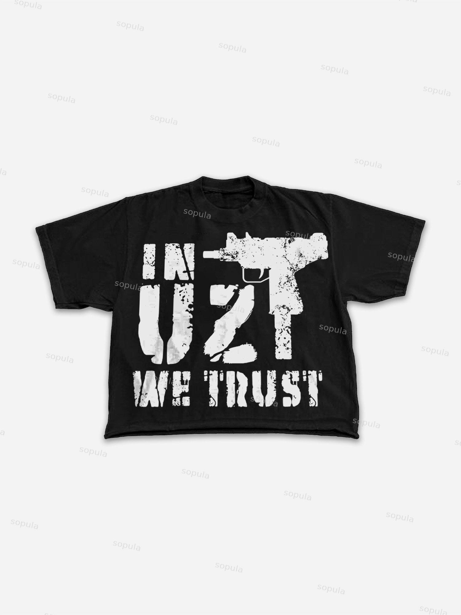In Uzi We Trust Vintage Graphic Cropped T-shirt Product Image