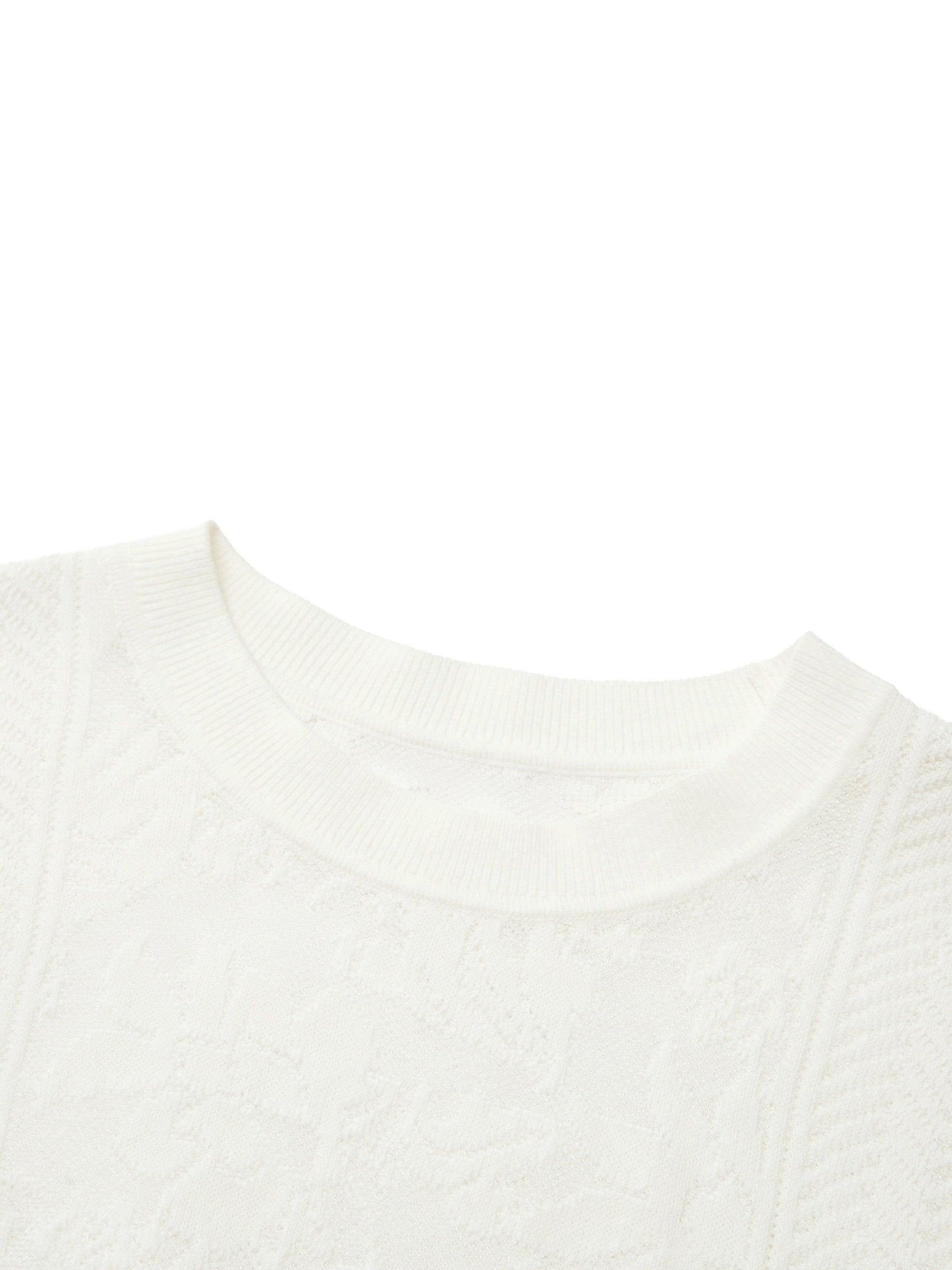 Lace Jacquard Round Neck Women Knit Top Product Image