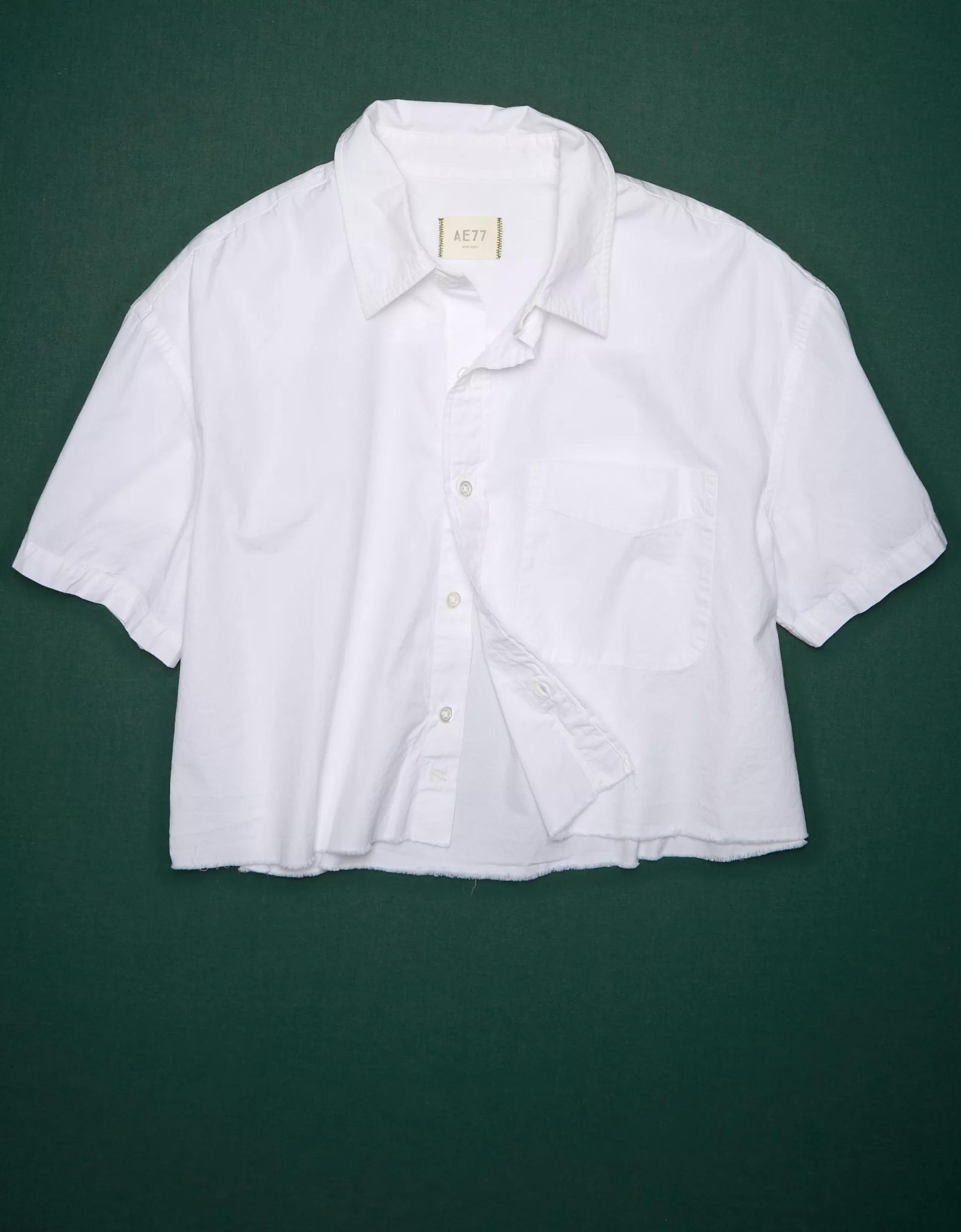 AE77 Premium Boxy Crop Poplin Shirt Product Image