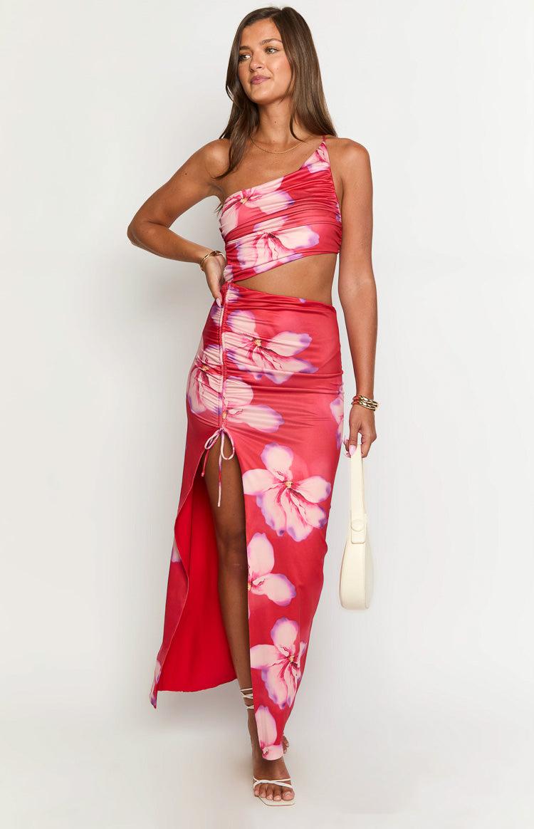 Jaden Red Crimson Paradise Maxi Dress Product Image