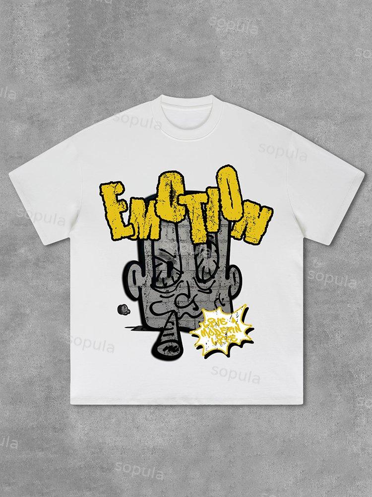 Sopula Cartoon Monster Graphic Print Cotton T-Shirt Product Image